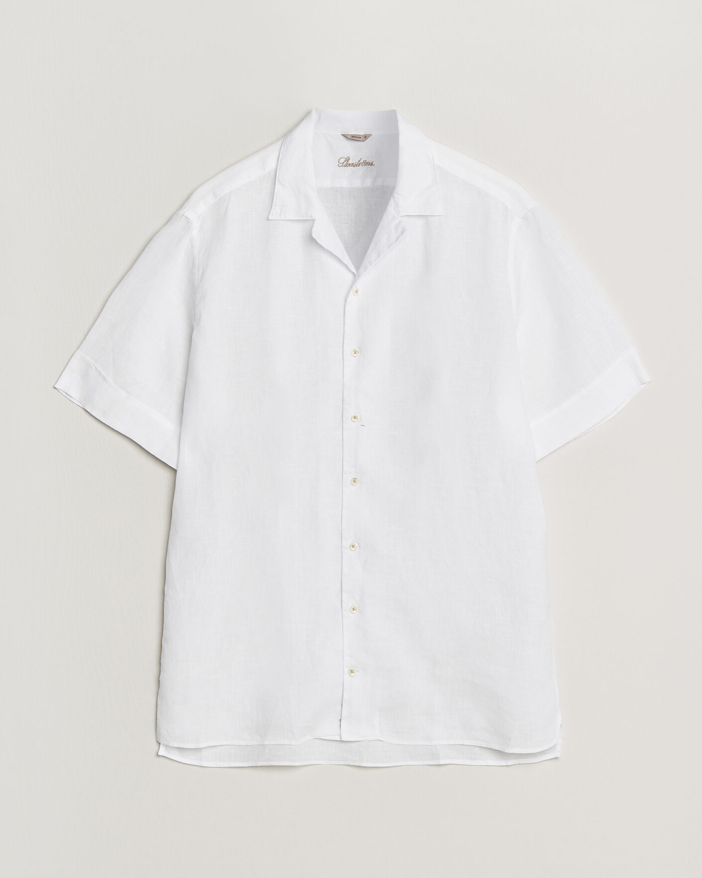 Men | Shirts | Stenströms | Short Sleeve Linen Shirt White