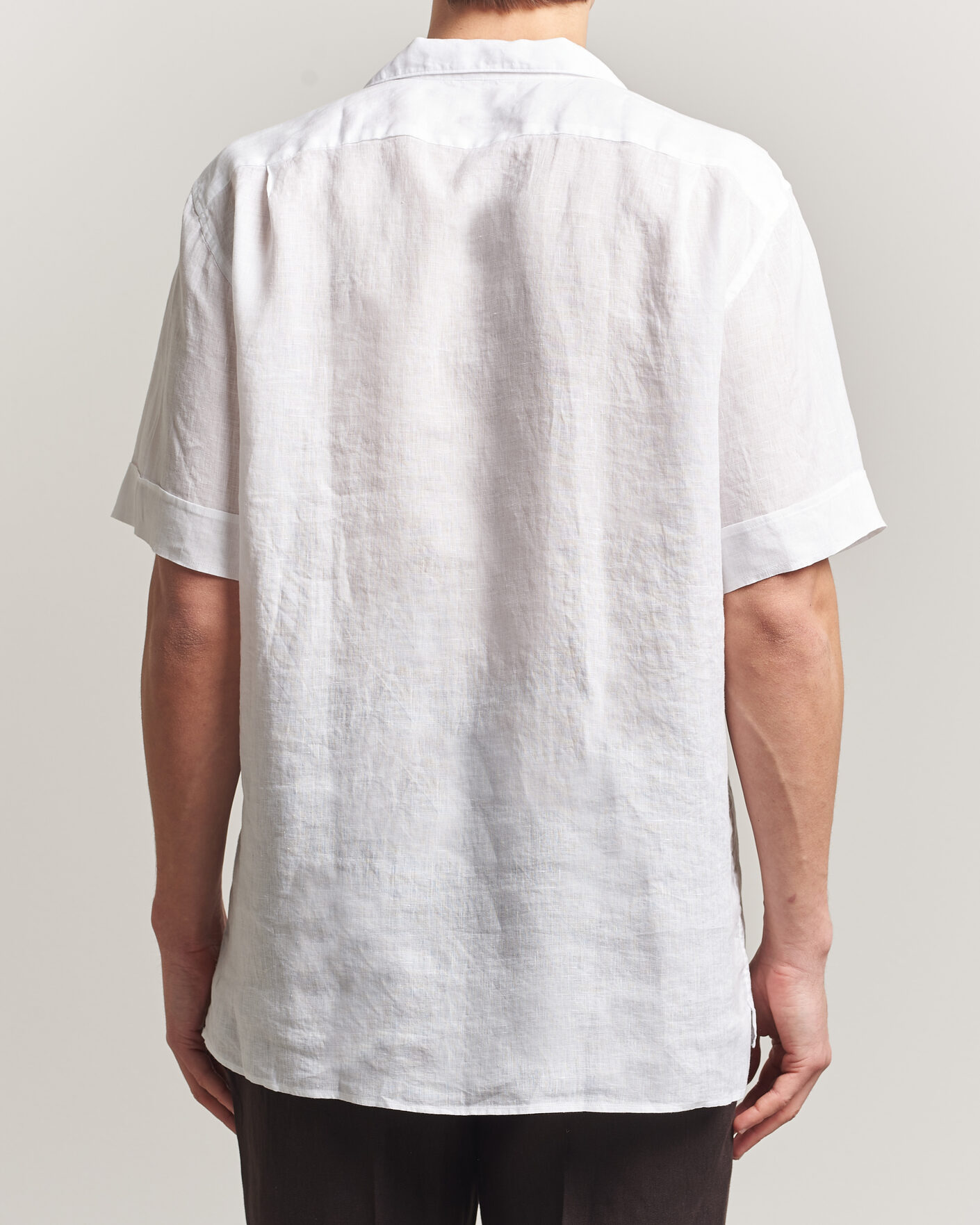 Men | Shirts | Stenströms | Short Sleeve Linen Shirt White