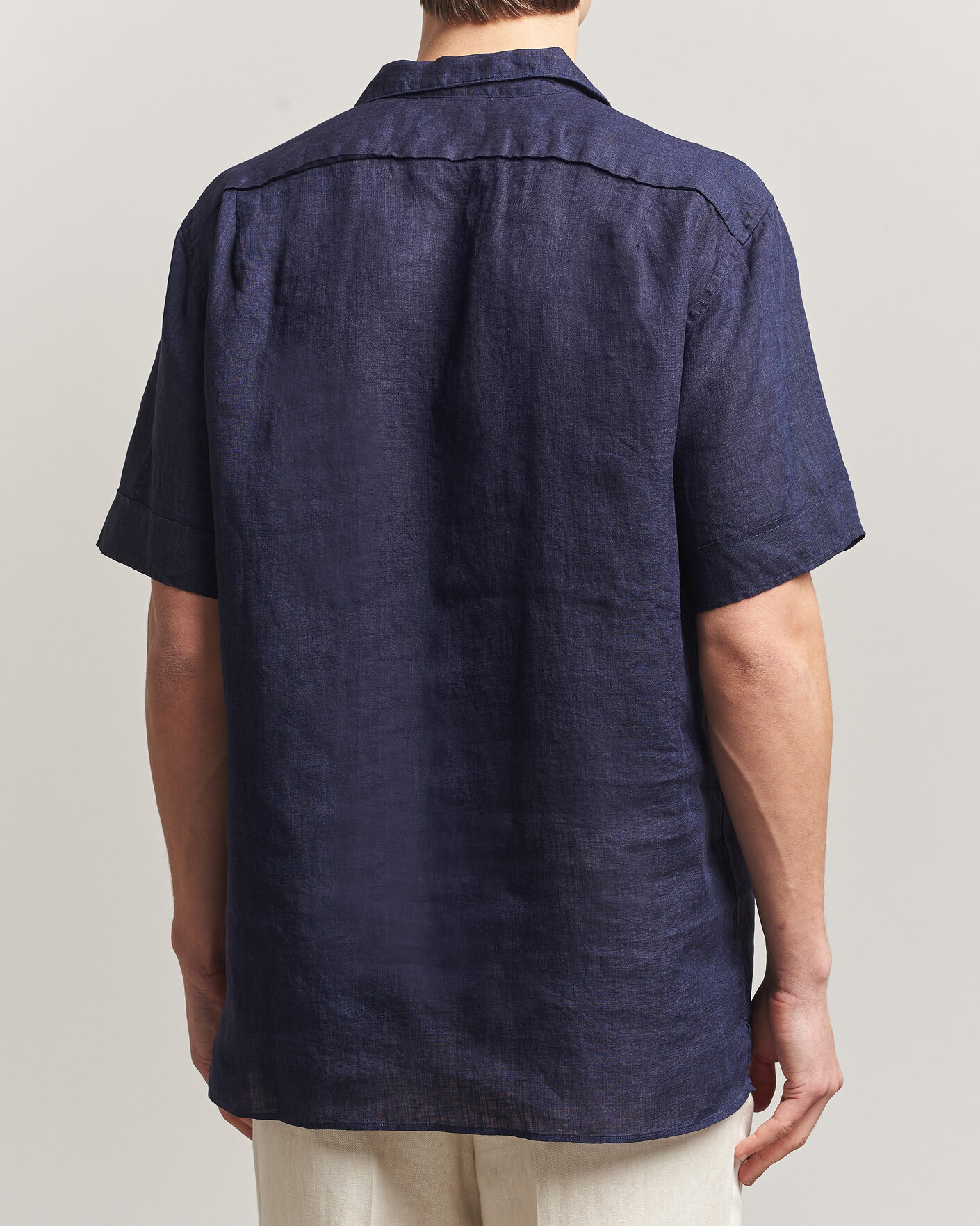 Men | Shirts | Stenströms | Short Sleeve Linen Shirt Navy