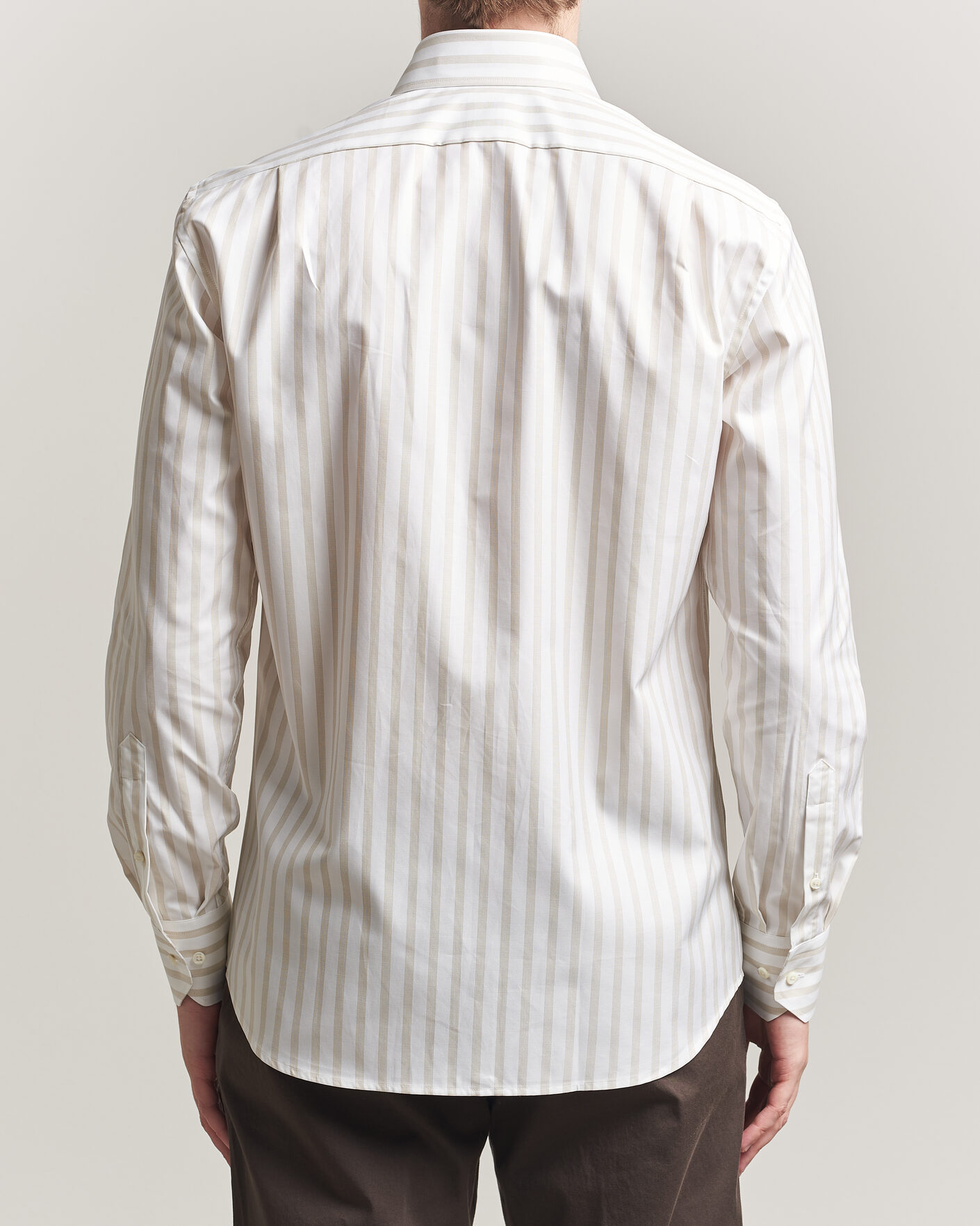 Men | Shirts | Stenströms | Regular Wide Stripe Twill Shirt Beige