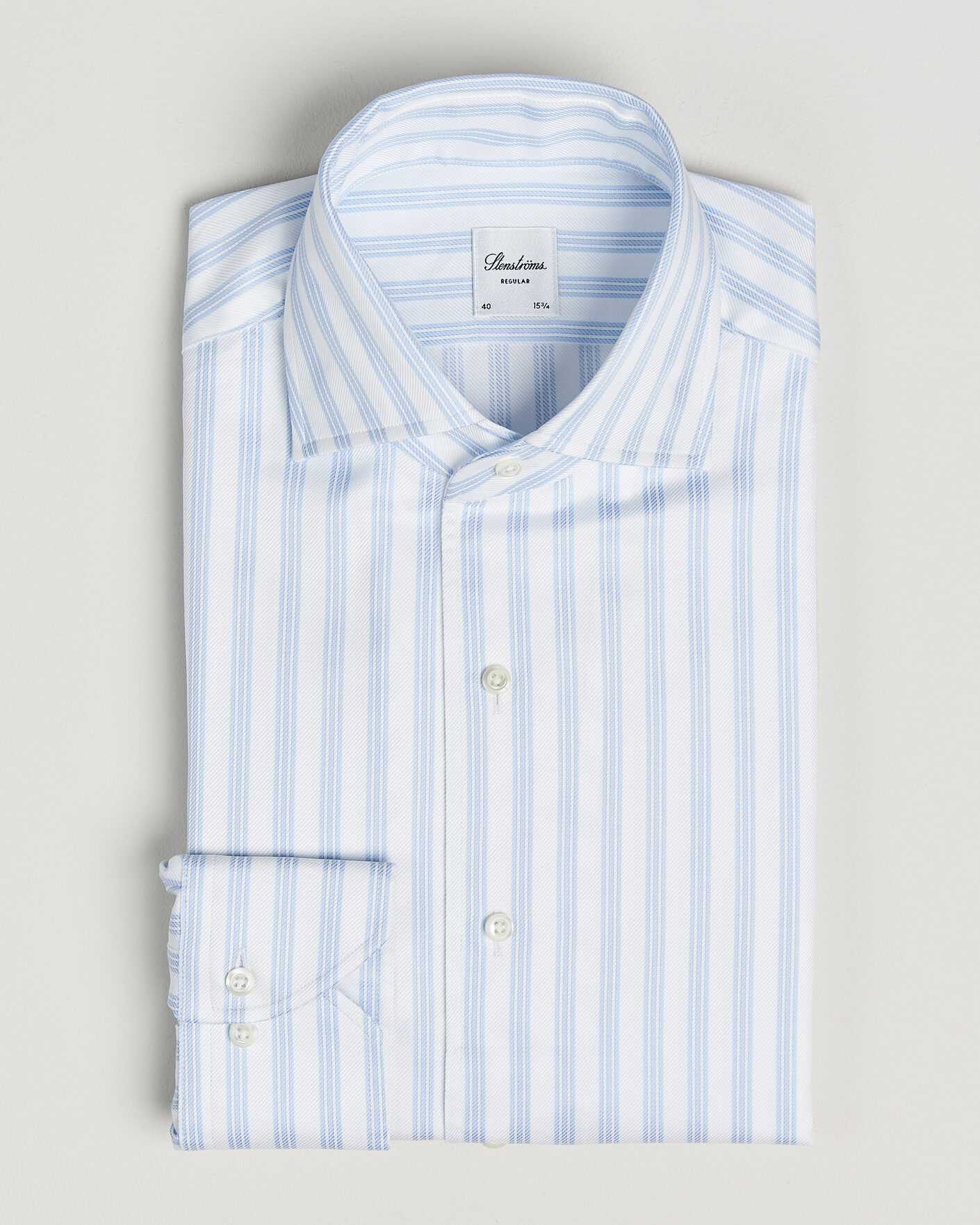 Men | Shirts | Stenströms | Regular Fit One Piece Collar Striped Shirt Blue