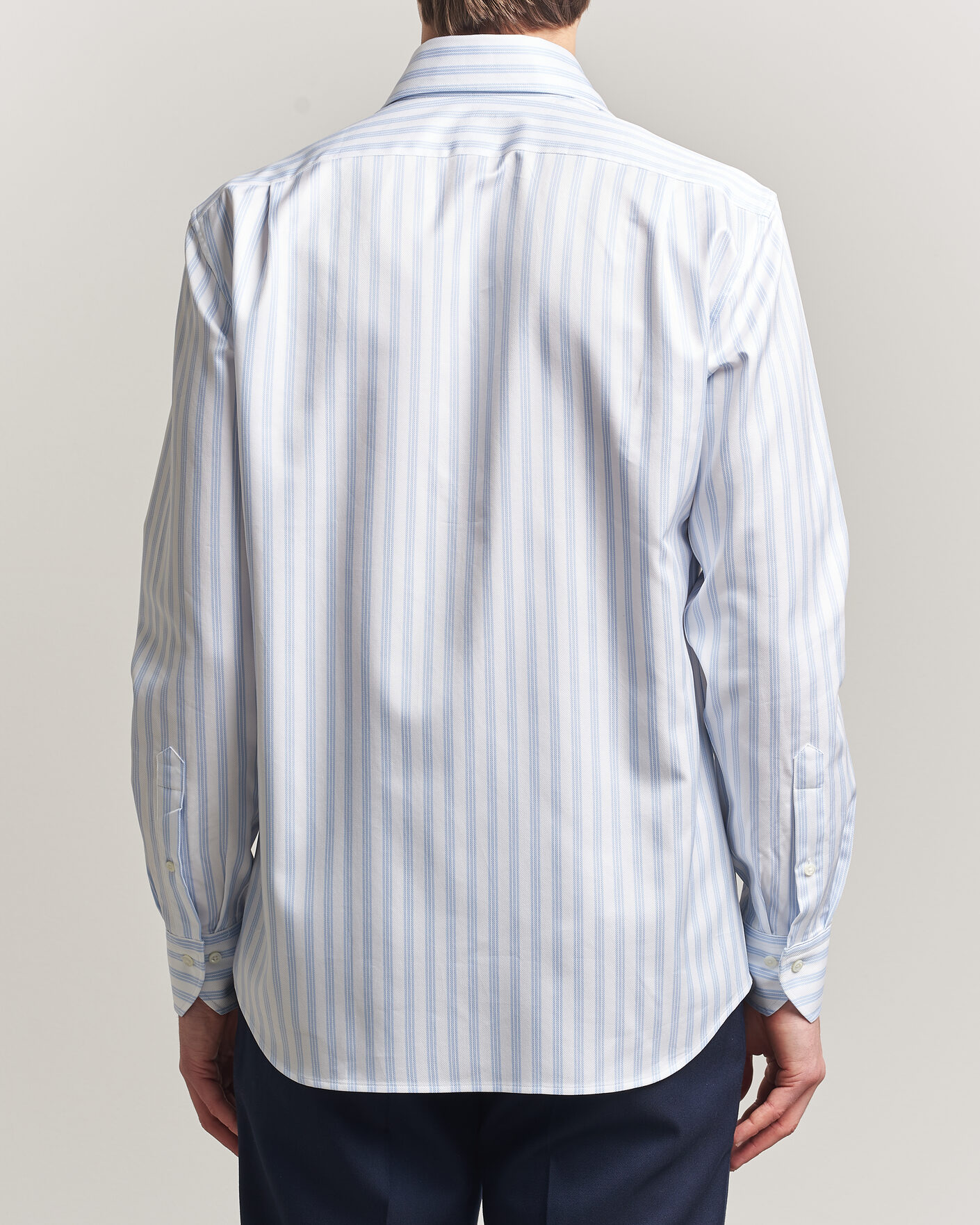 Men | Shirts | Stenströms | Regular Fit One Piece Collar Striped Shirt Blue