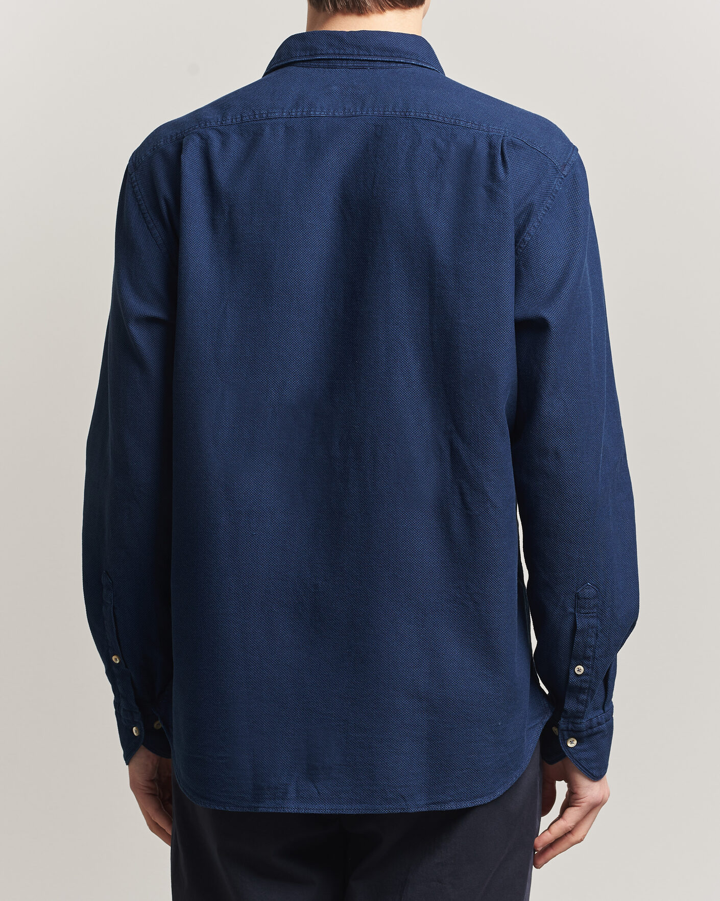 Men | Shirts | Stenströms | Regular Fit Structured Denim Shirt Navy