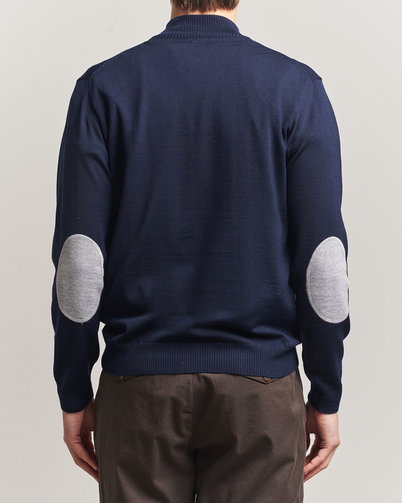 Men | Sweaters & Knitwear | Stenströms | Merino Contrast Half-Zip Navy