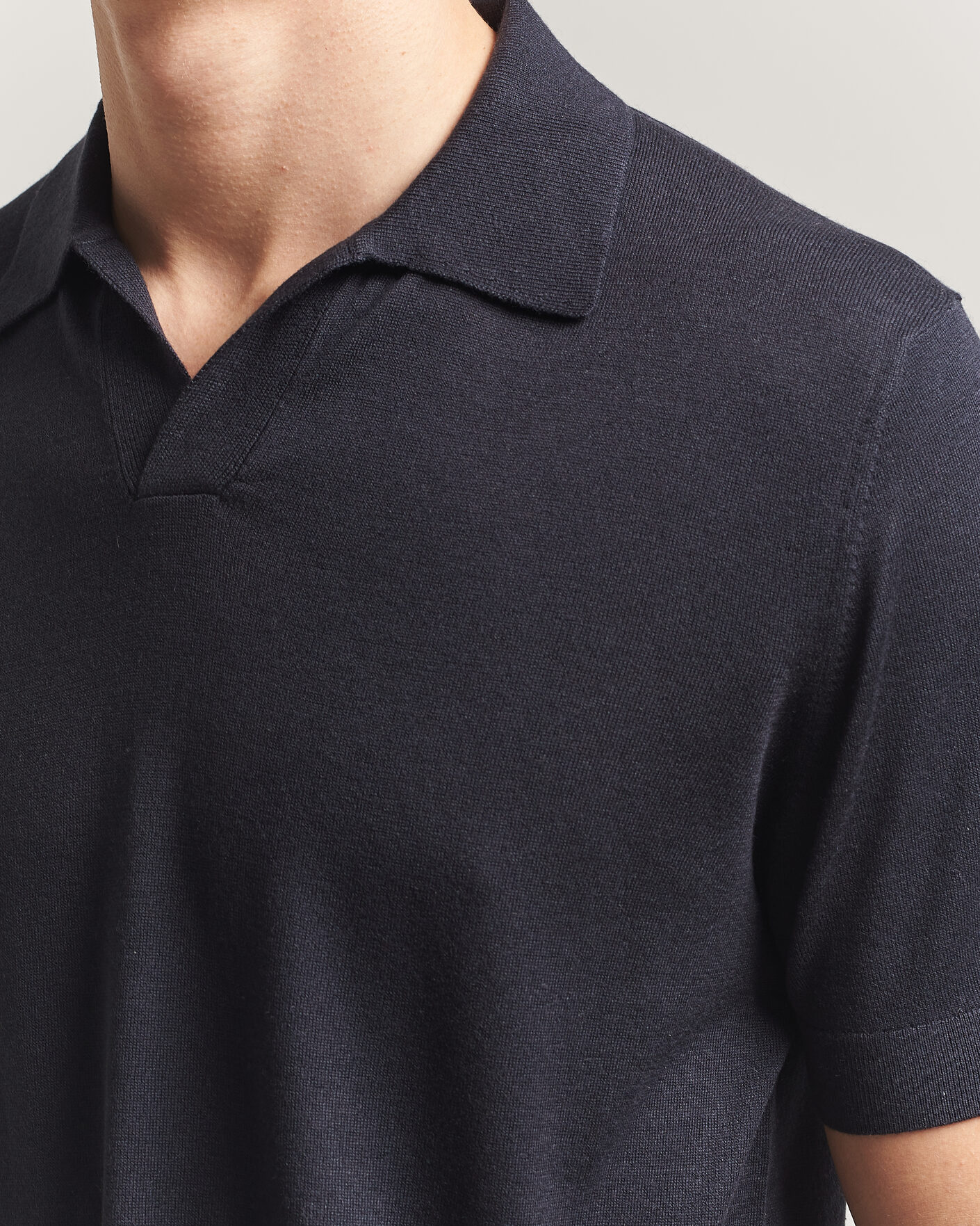 Men | Polo Shirts | Stenströms | Silk/Cashmere Polo Navy