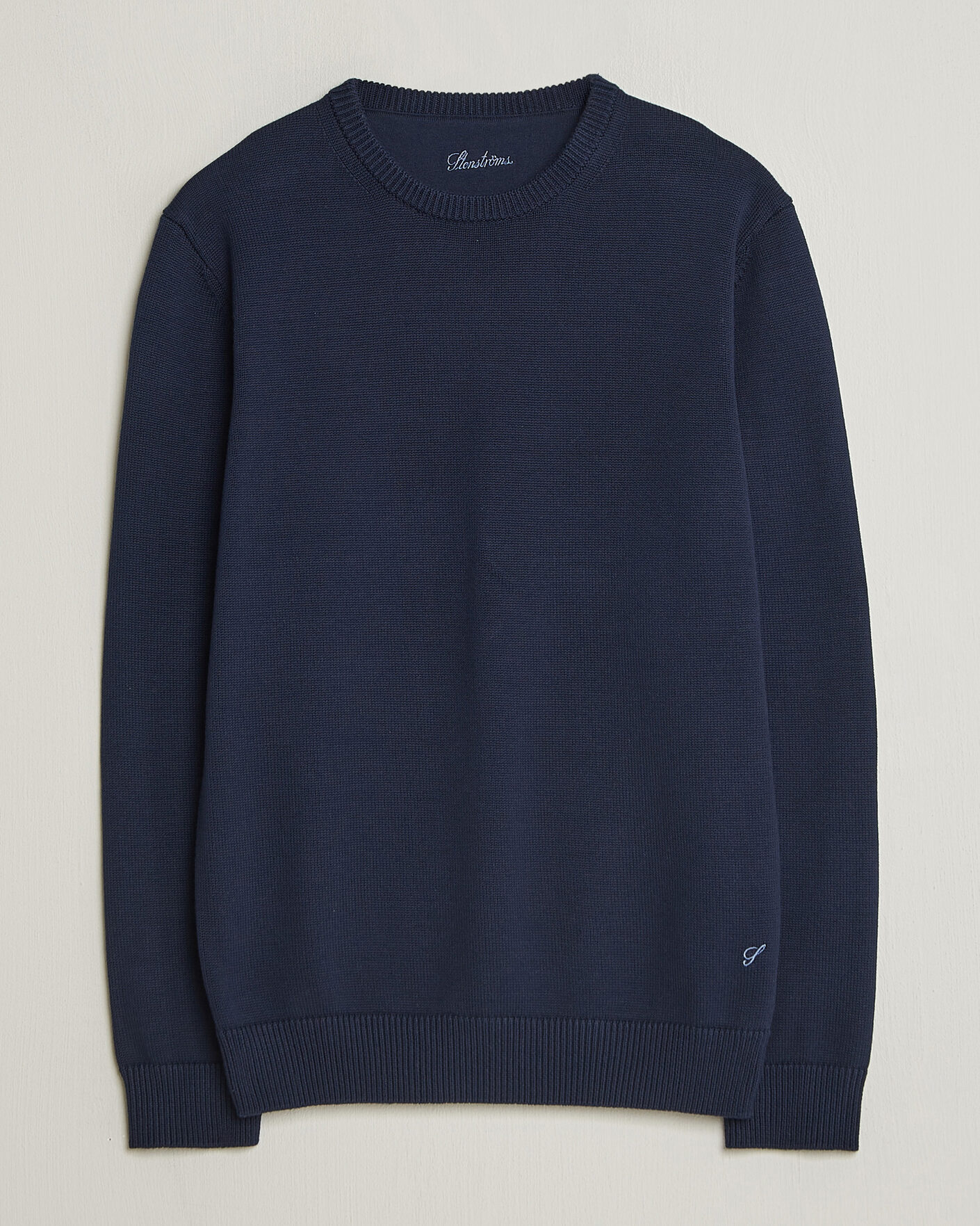 Men | Sweaters & Knitwear | Stenströms | Organic Cotton Knitted Sweater Navy