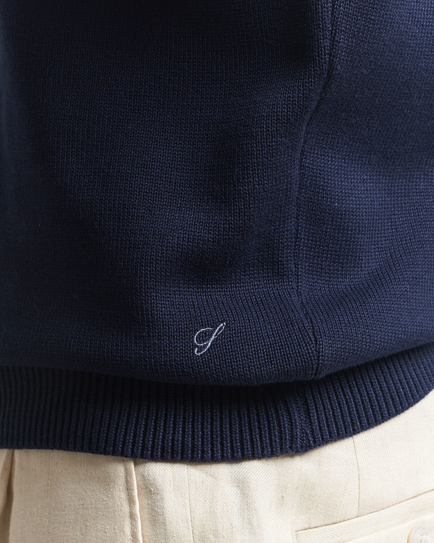Men | Sweaters & Knitwear | Stenströms | Organic Cotton Knitted Sweater Navy