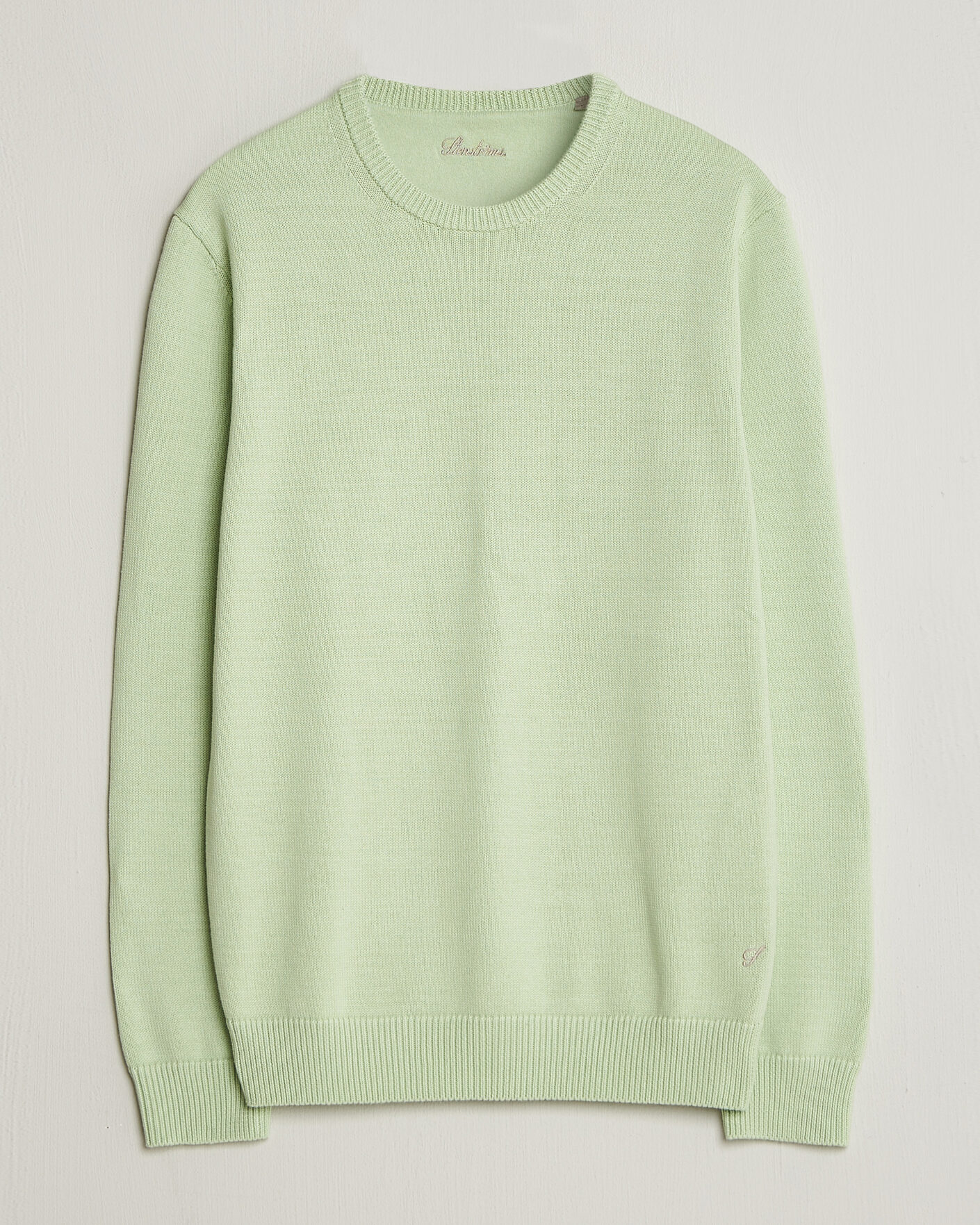 Men | Sweaters & Knitwear | Stenströms | Organic Cotton Knitted Sweater Light Green