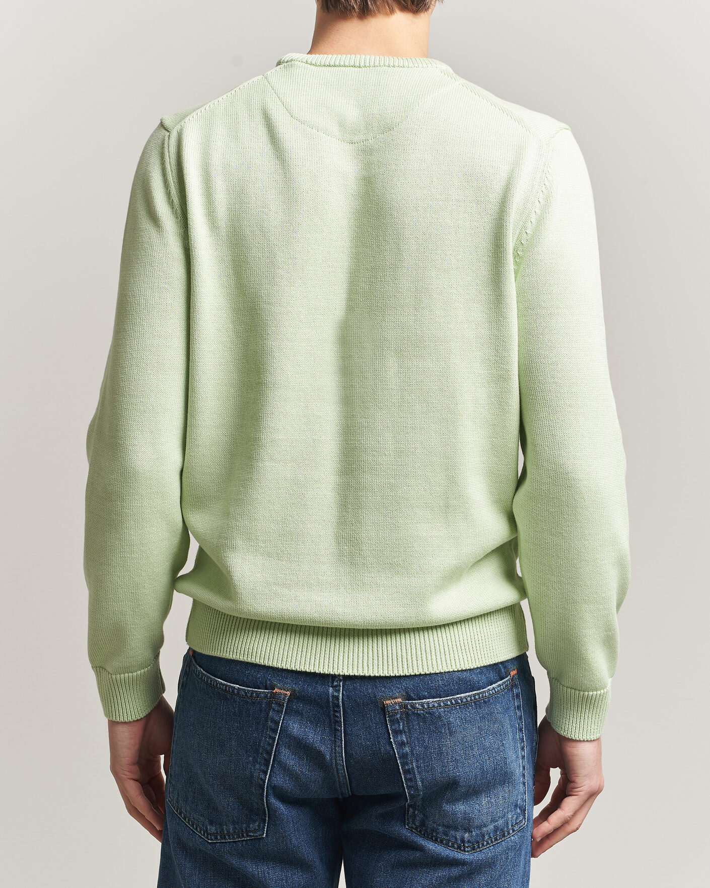 Men | Sweaters & Knitwear | Stenströms | Organic Cotton Knitted Sweater Light Green