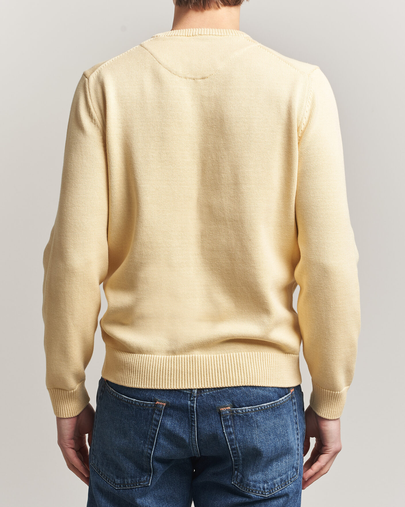 Men | Sweaters & Knitwear | Stenströms | Organic Cotton Knitted Sweater Light Yellow