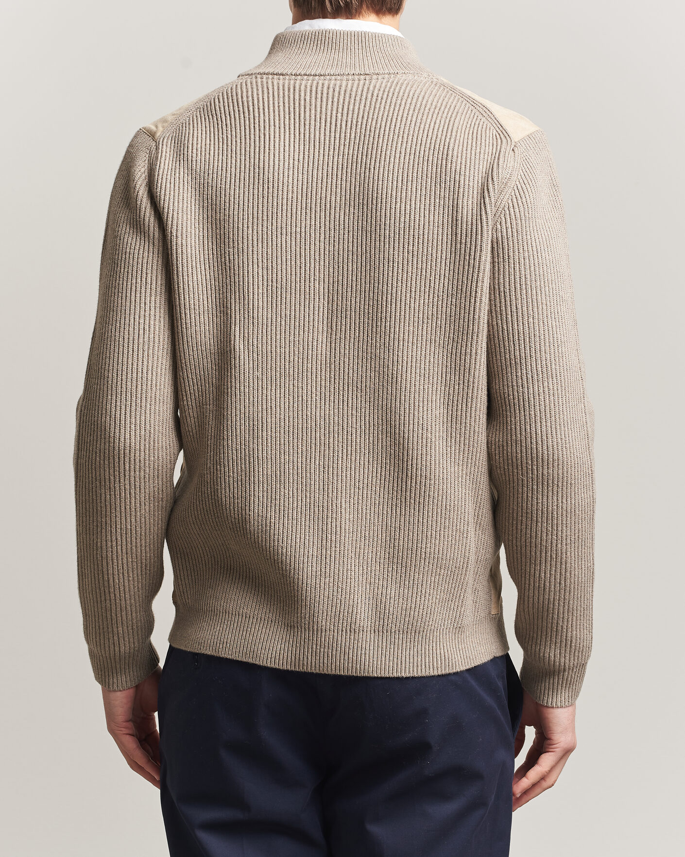 Men | Sweaters & Knitwear | Stenströms | Knitted Hybrid Buttoned Alcantara Cardigan Taupe
