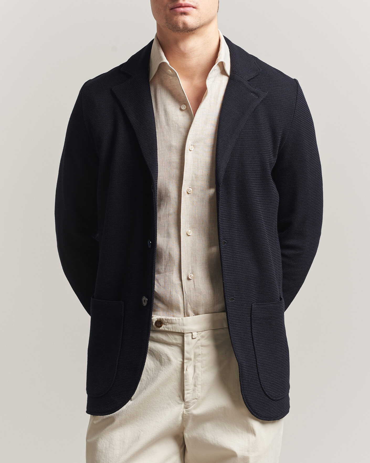 Men | Blazers | Stenströms | Milano Knitted Textured Blazer Navy
