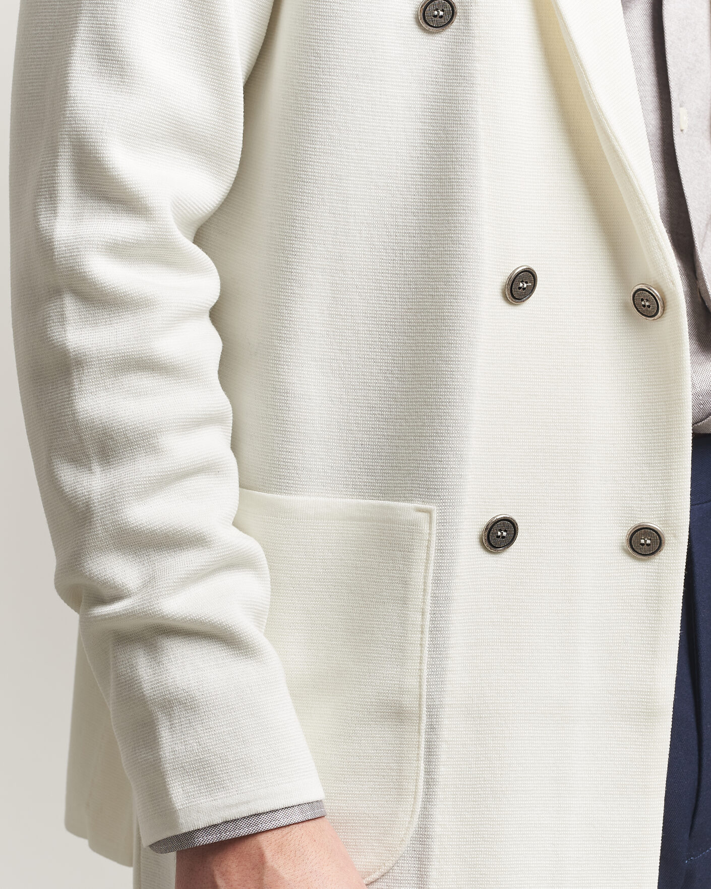 Men | Blazers | Stenströms | Milano Knitted DB Textured Blazer White