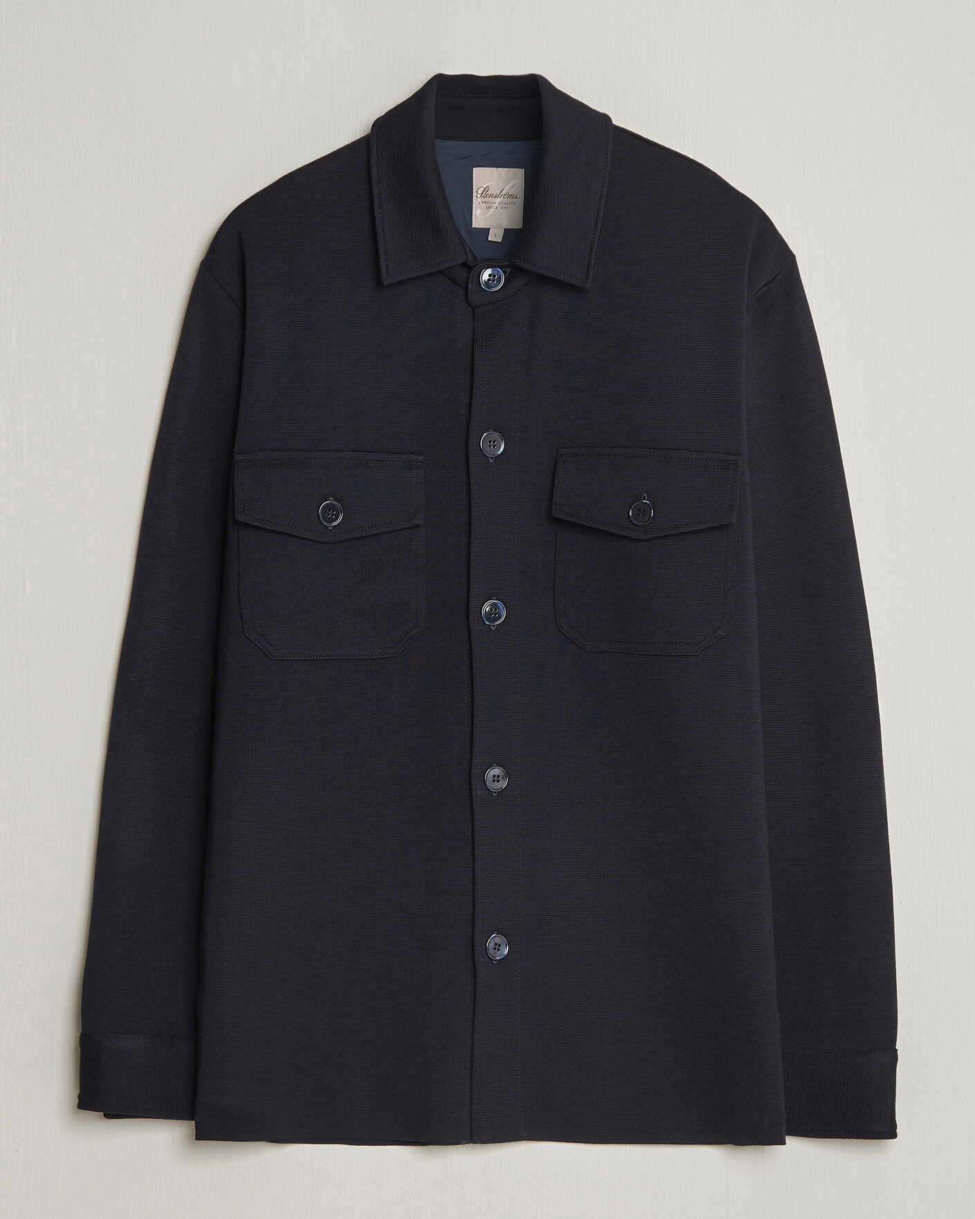 Men | Sweaters & Knitwear | Stenströms | Milano Knitted Merino Overshirt Navy