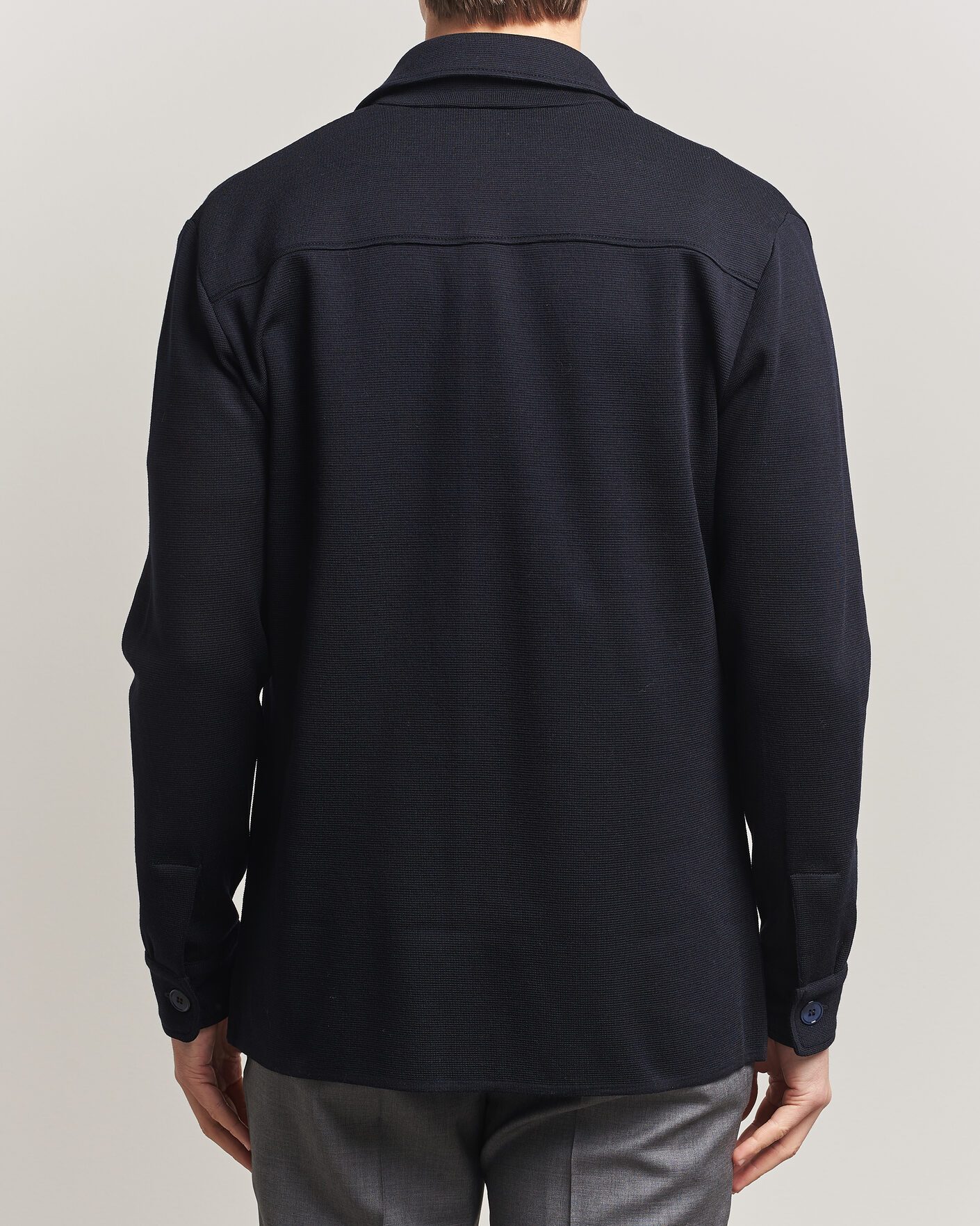 Men | Sweaters & Knitwear | Stenströms | Milano Knitted Merino Overshirt Navy