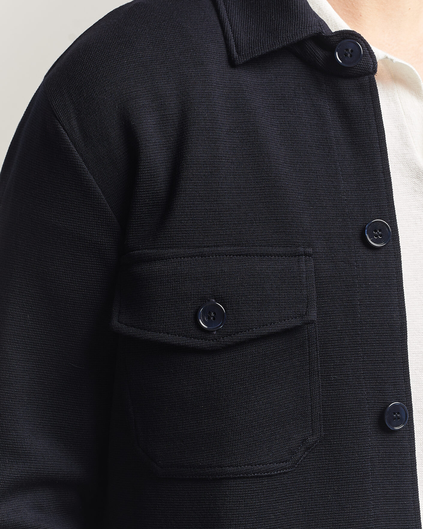Men | Sweaters & Knitwear | Stenströms | Milano Knitted Merino Overshirt Navy