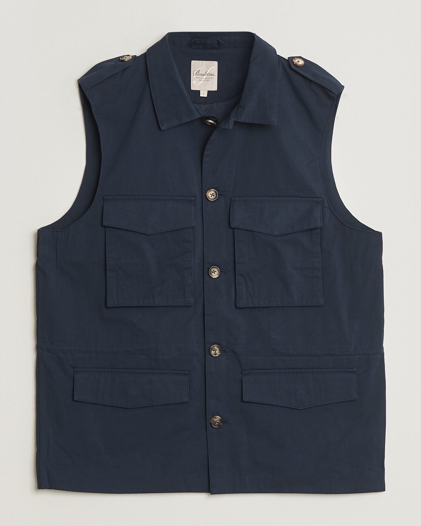 Men | Gilets | Stenströms | Cotton Twill Vest Navy