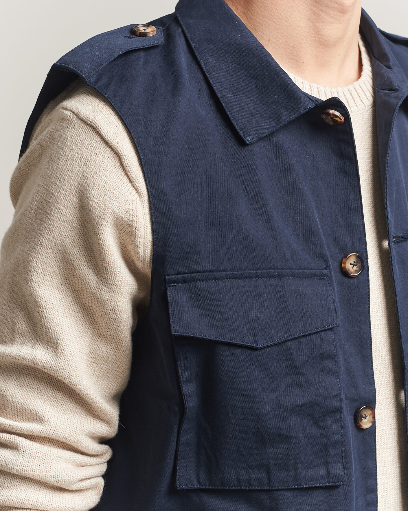 Men | Gilets | Stenströms | Cotton  Twill Vest Navy