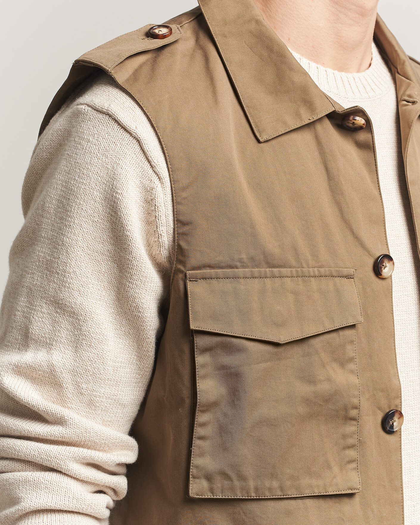 Men | Gilets | Stenströms | Cotton  Twill Vest Olive