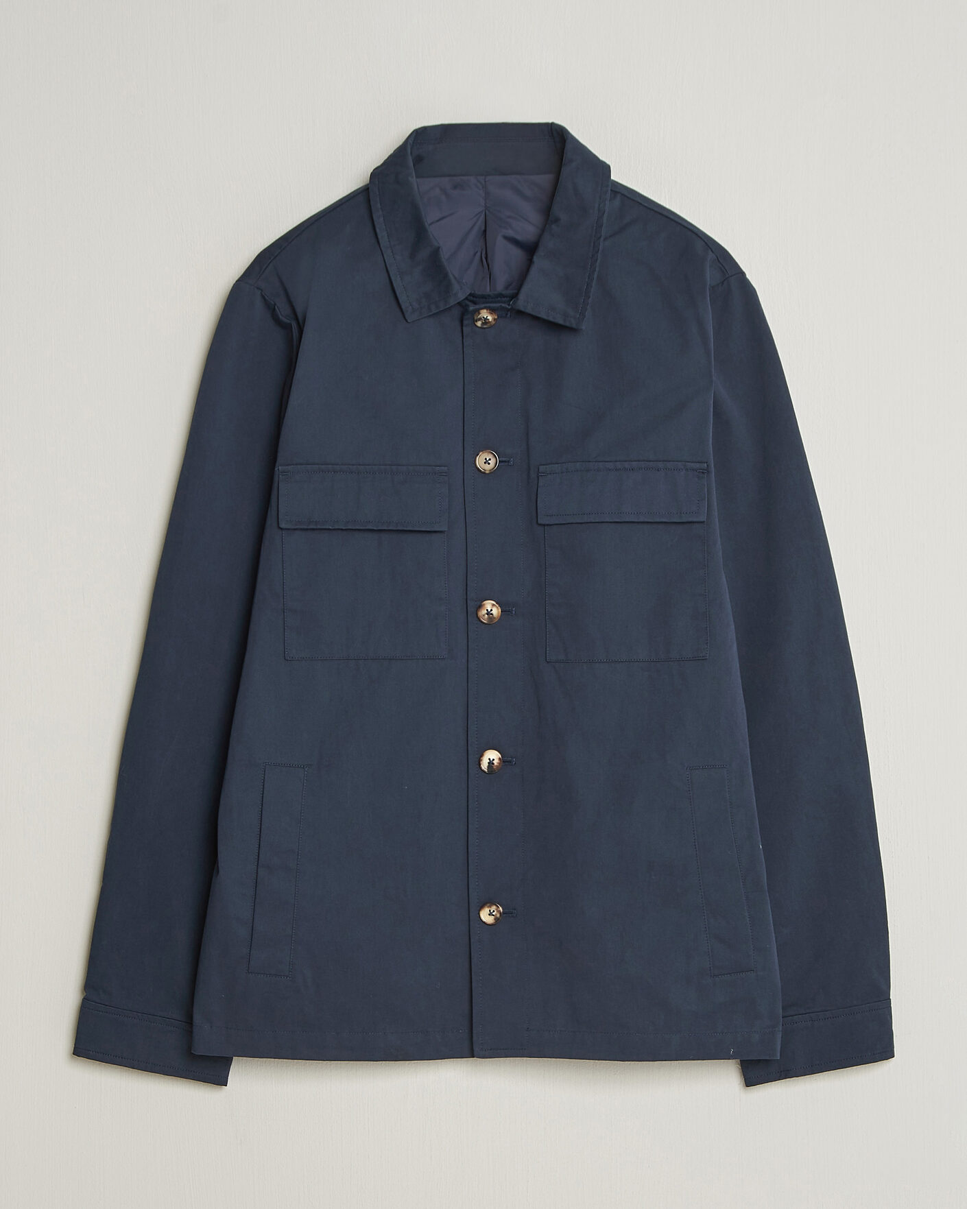 Men | Coats & Jackets | Stenströms | Cotton Twill Overshirt Navy