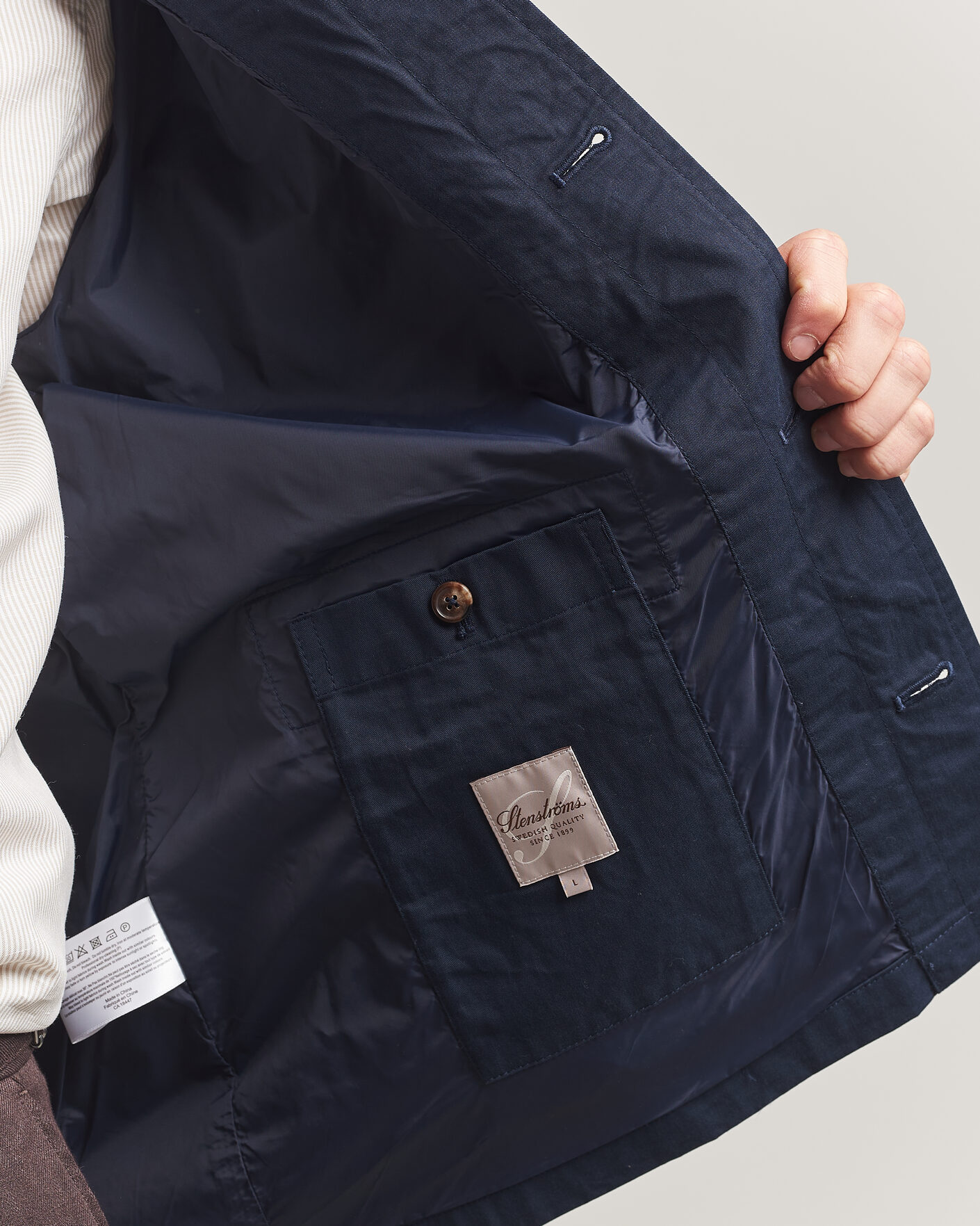 Men | Coats & Jackets | Stenströms | Cotton Twill Overshirt Navy