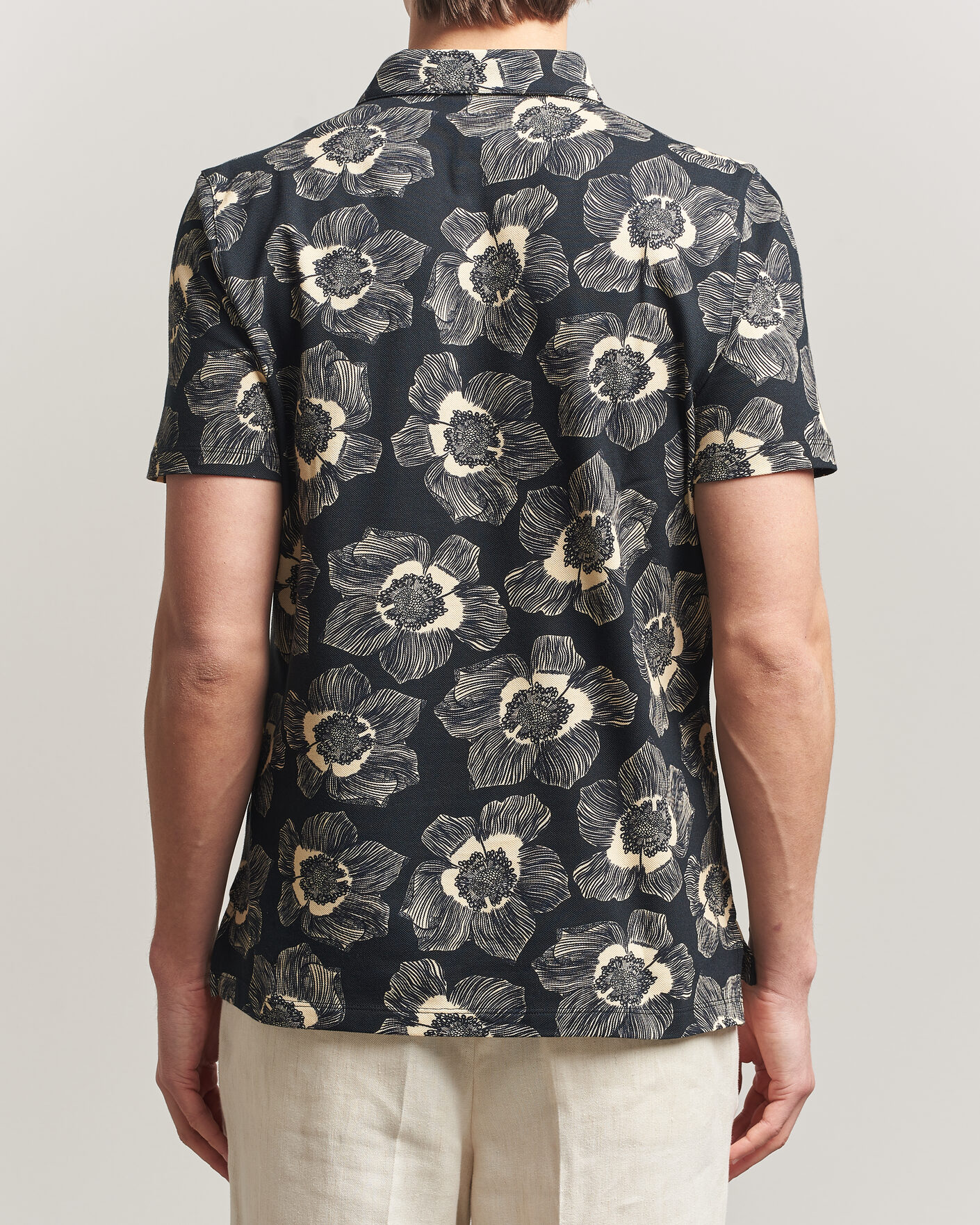 Men | Polo Shirts | Stenströms | Printed Cotton Polo Black