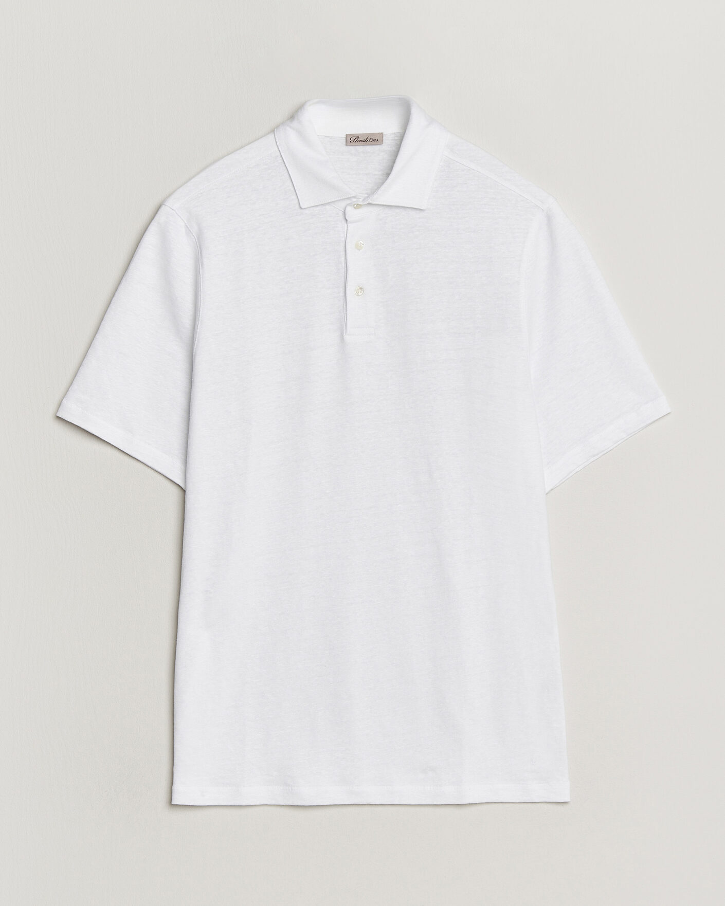 Men | Polo Shirts | Stenströms | Linen Polo Shirt White