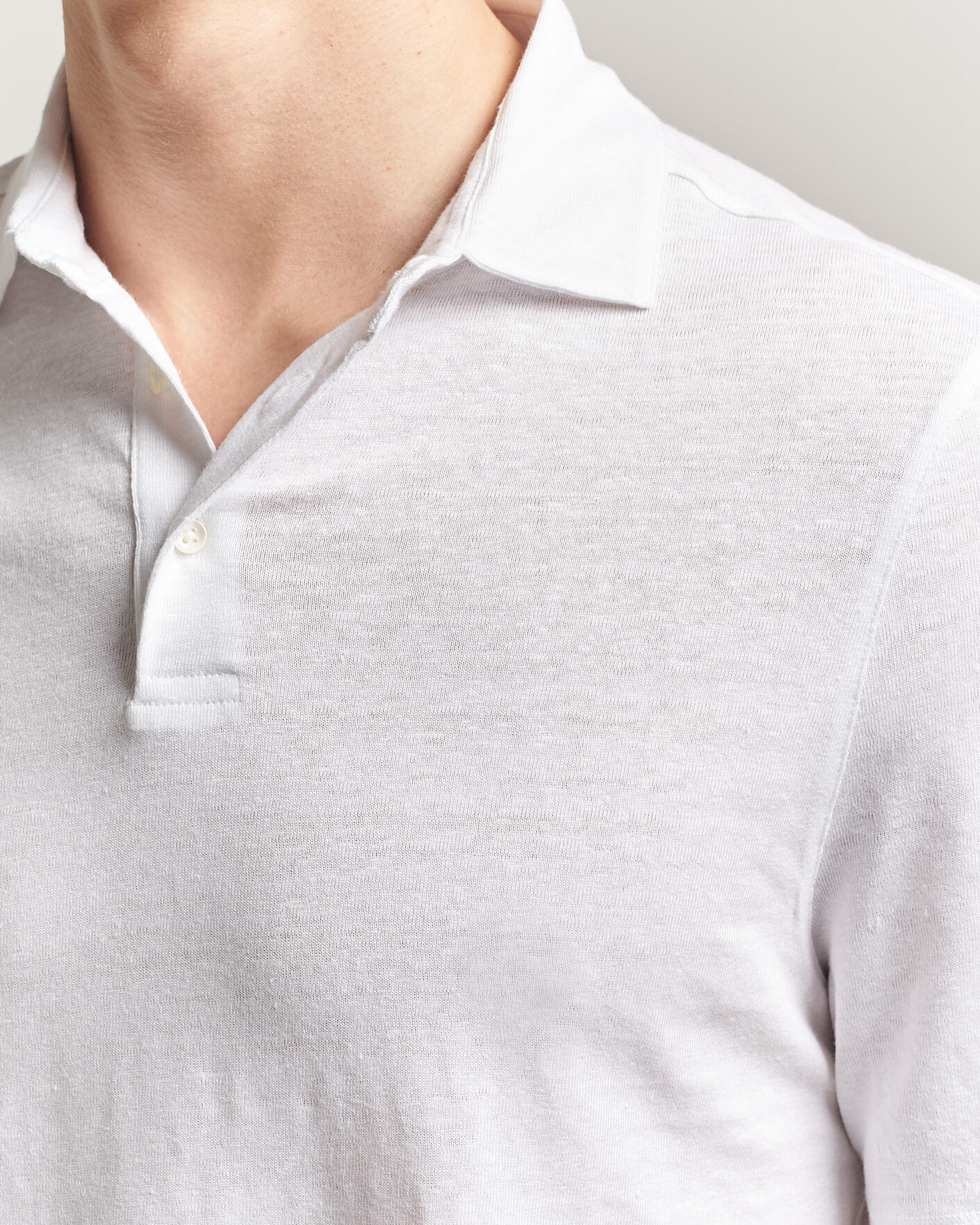 Men | Polo Shirts | Stenströms | Linen Polo Shirt White