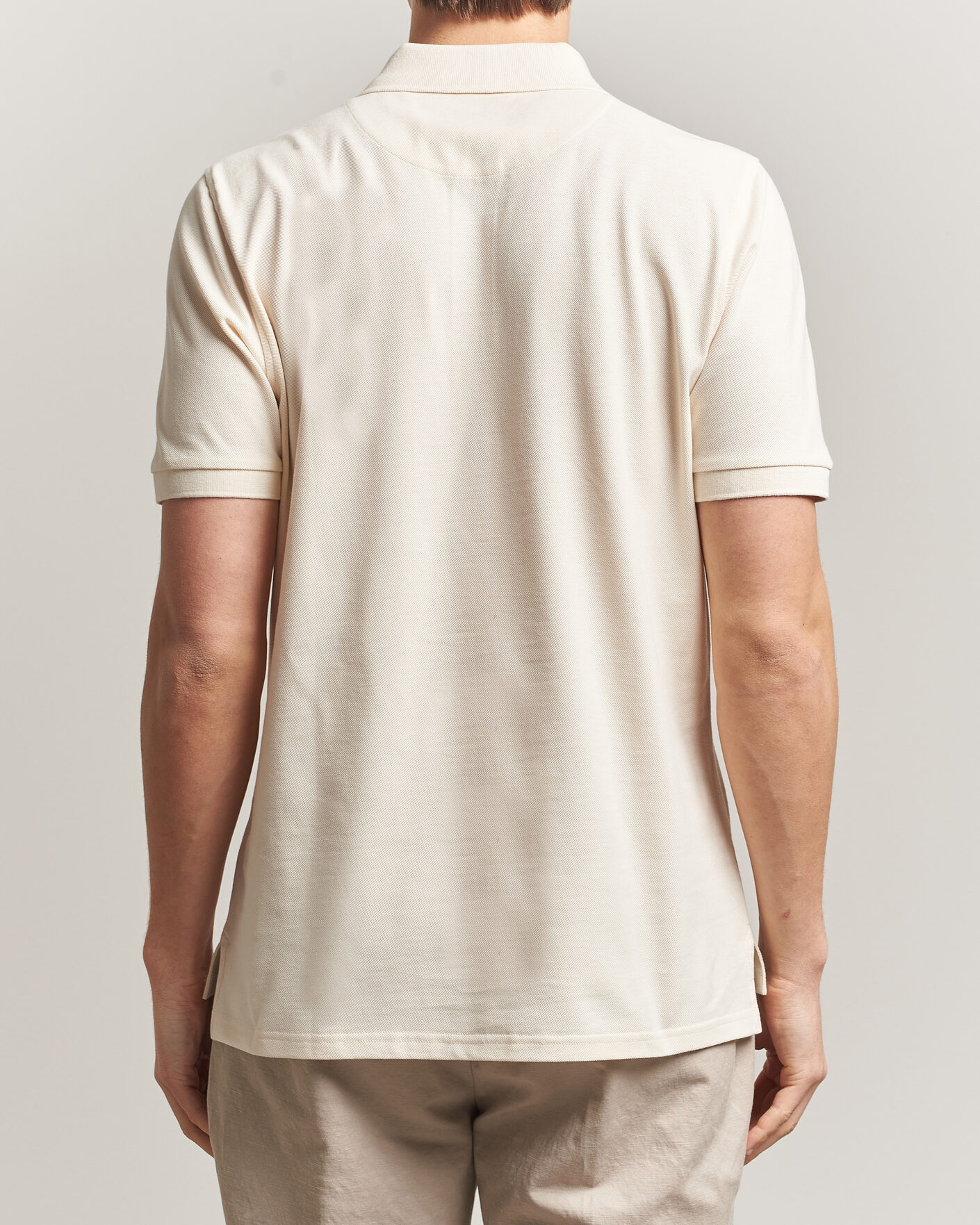 Men | Polo Shirts | Stenströms | Organic Cotton Piquet Polo Shirt Beige
