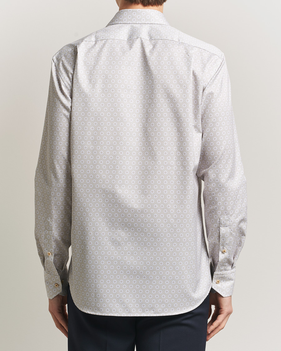 Men | Shirts | Stenströms | Regular Fit Printed Cotton Twill Shirt Light Brown