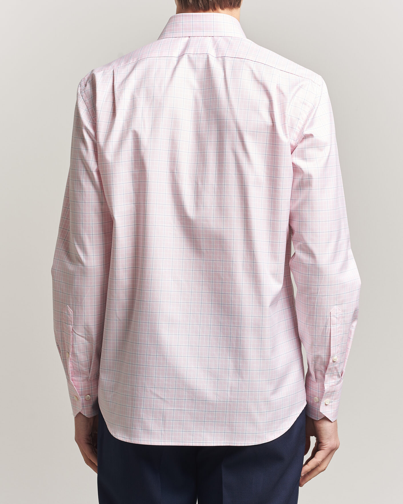 Men | Shirts | Stenströms | Regular Fit Over Check Cotton Shirt Pink