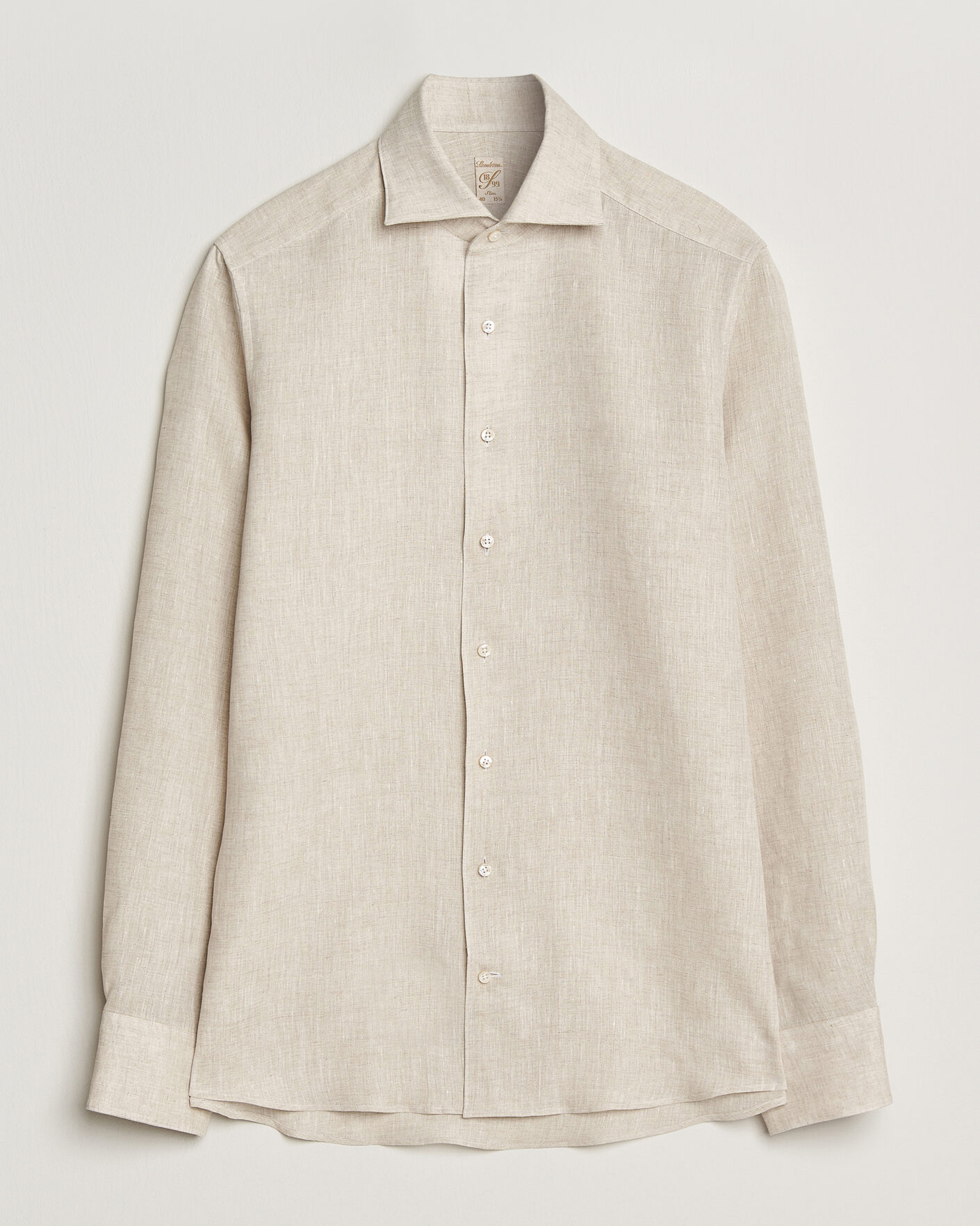Men | Shirts | Stenströms | 1899 Linen One Piece Collar Shirt Beige