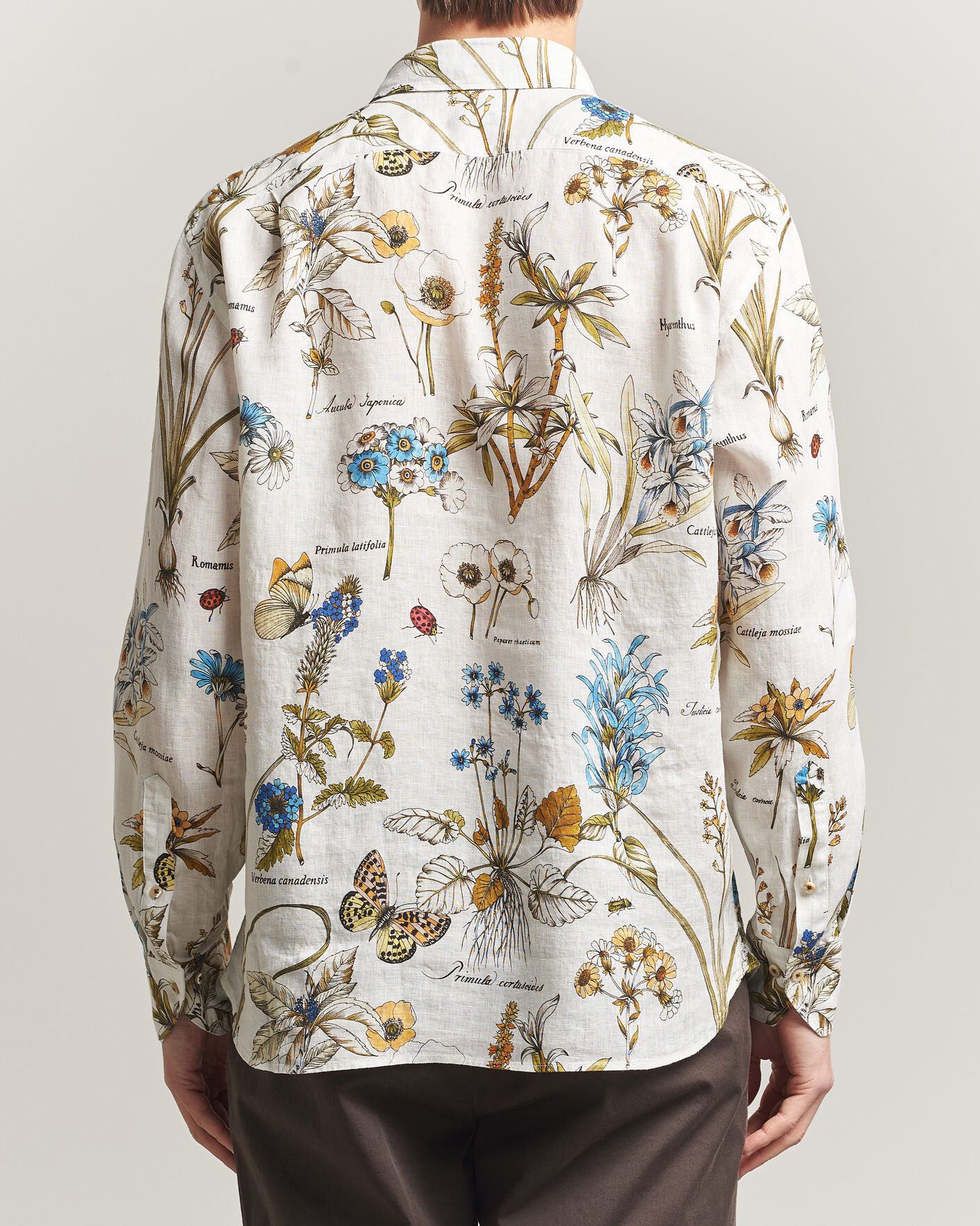 Men | Shirts | Stenströms | Reglar Fit Botanical Print Linen Shirt Multi