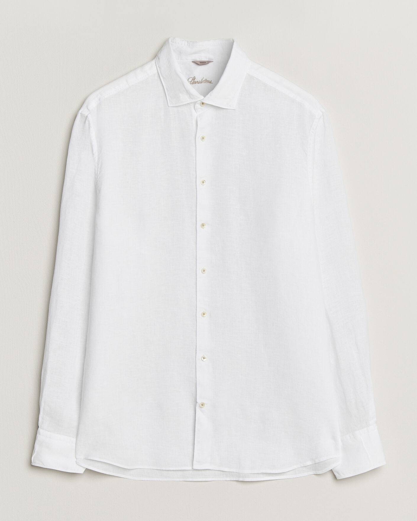 Men | Shirts | Stenströms | Regular Fit Cut Away Linen Shirt White
