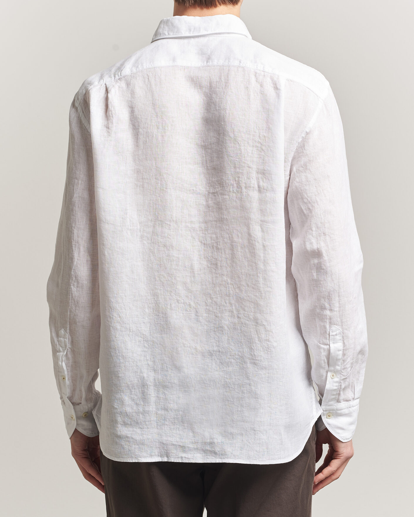 Men | Shirts | Stenströms | Regular Fit Cut Away Linen Shirt White