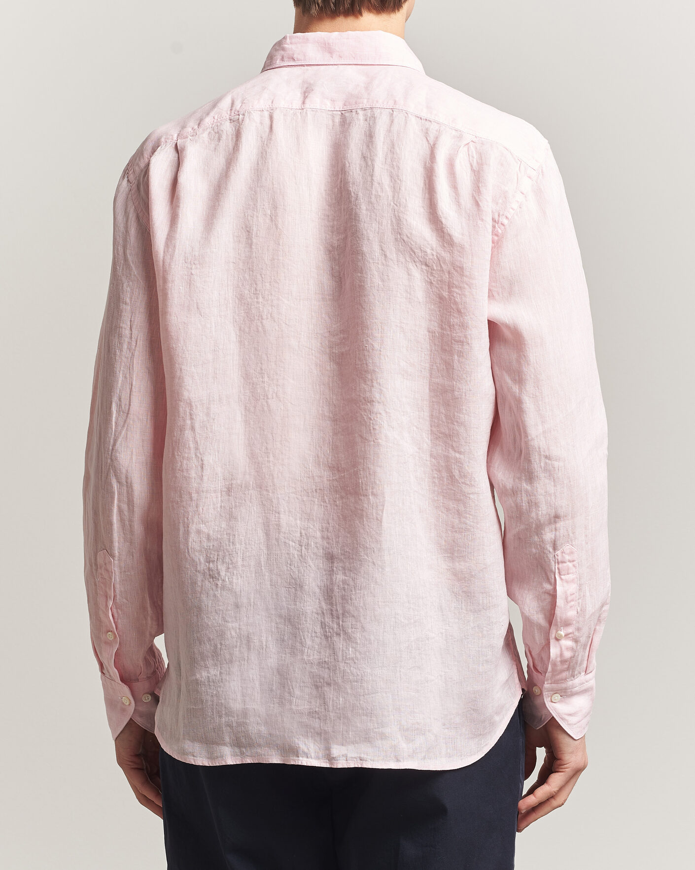 Men | Shirts | Stenströms | Regular Fit Cut Away Linen Shirt Soft Pink
