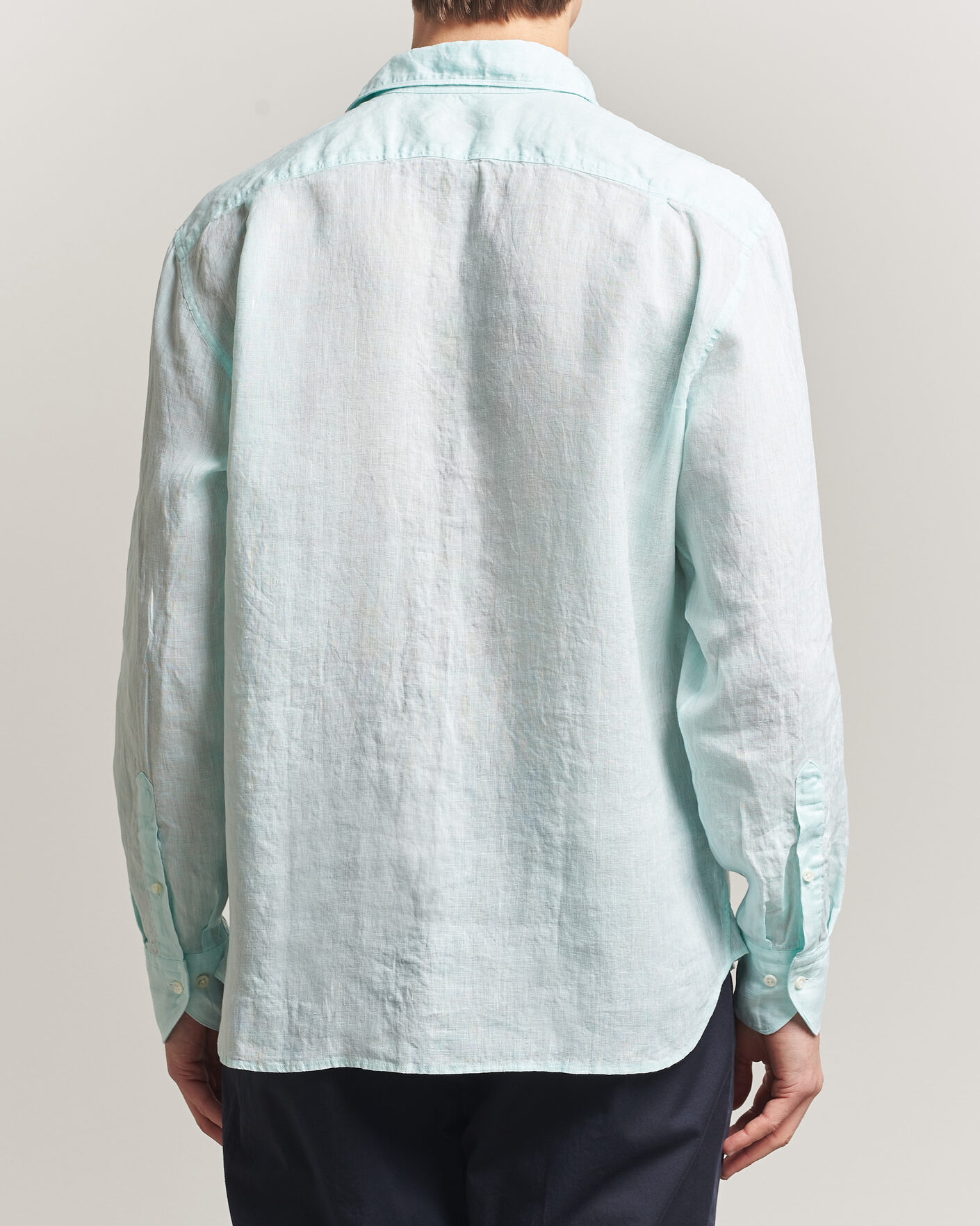 Men | Shirts | Stenströms | Regular Fit Cut Away Linen Shirt Mint