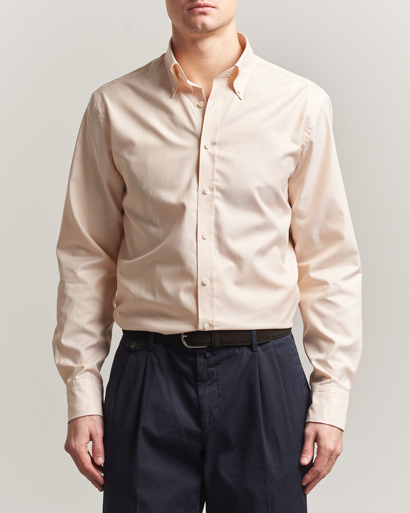 Men | Shirts | Stenströms | Regular Fit Thin Striped Oxford Shirt Orange