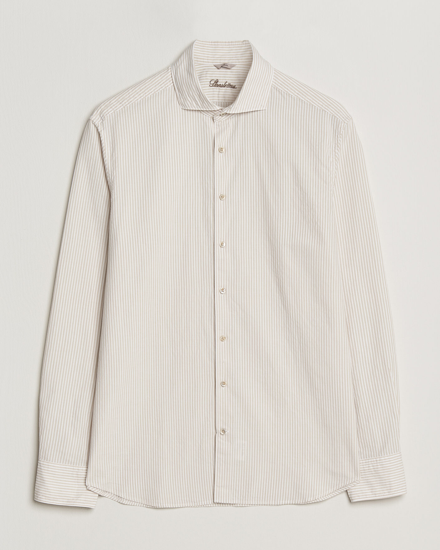 Men | Shirts | Stenströms | Regular Fit Structured Stripe Shirt Beige