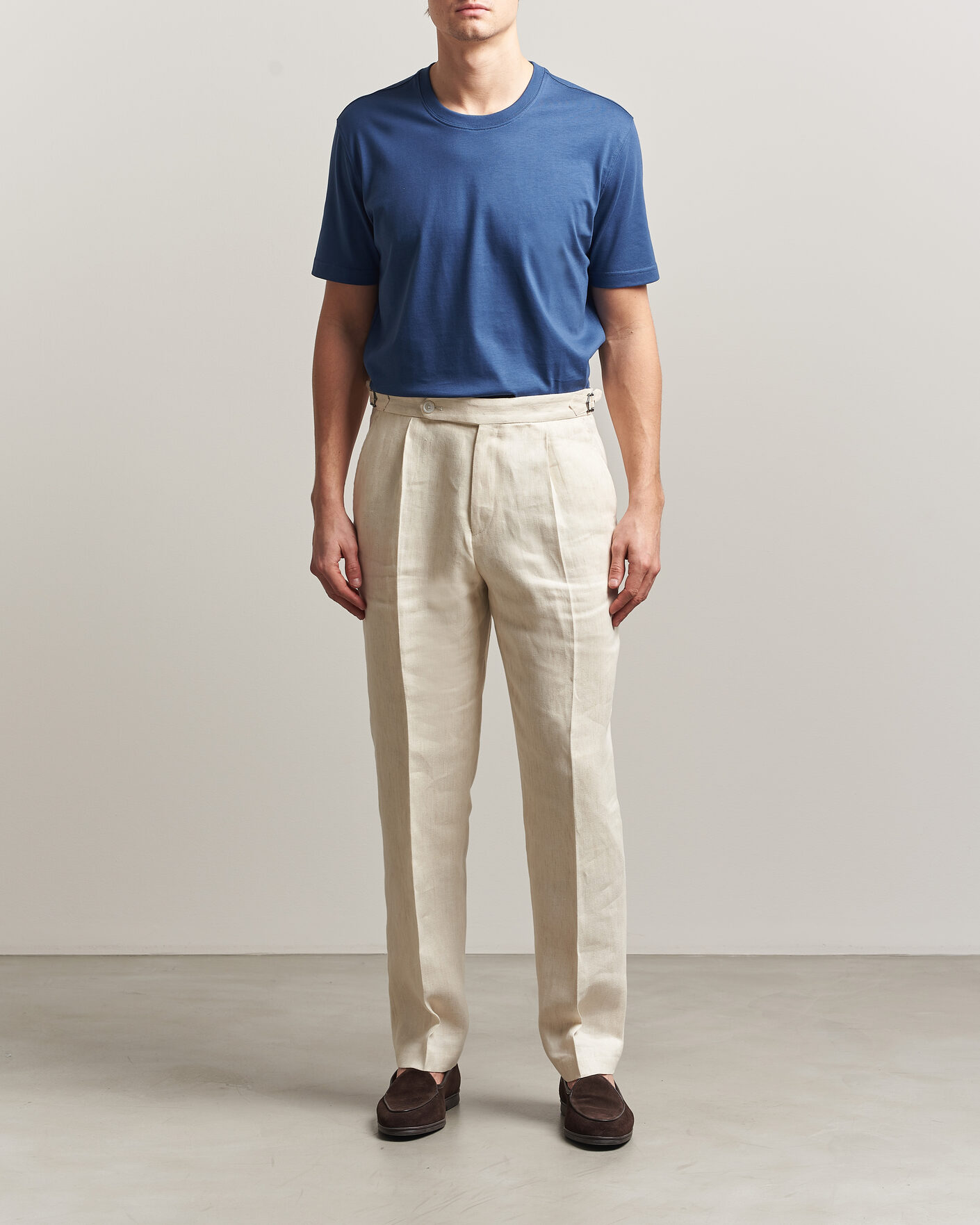 Men | T-Shirts | Eton | Supima Cotton Crew Neck T-Shirt Mid Blue