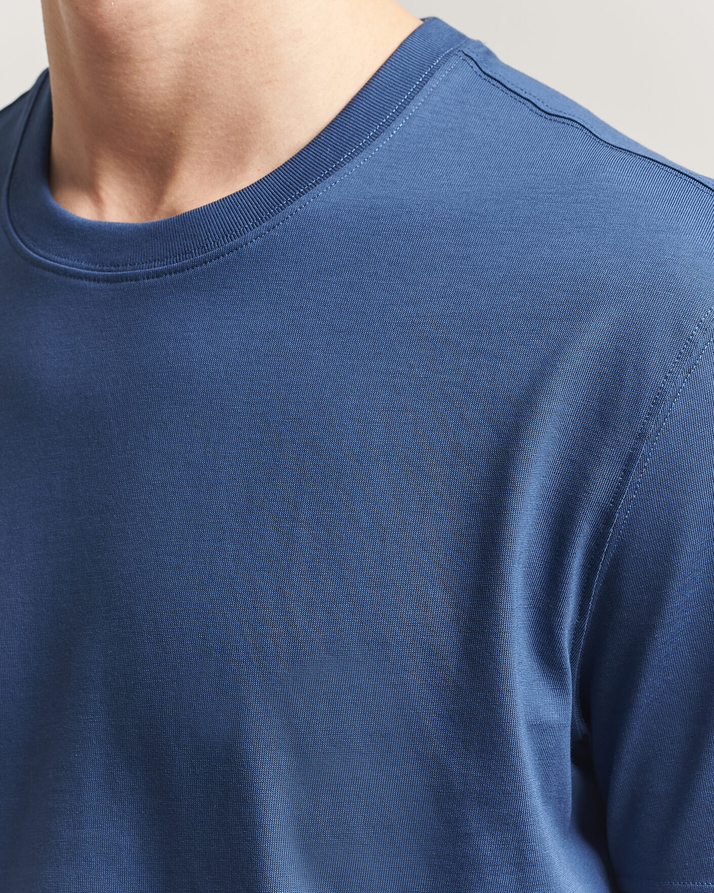 Men | T-Shirts | Eton | Supima Cotton Crew Neck T-Shirt Mid Blue