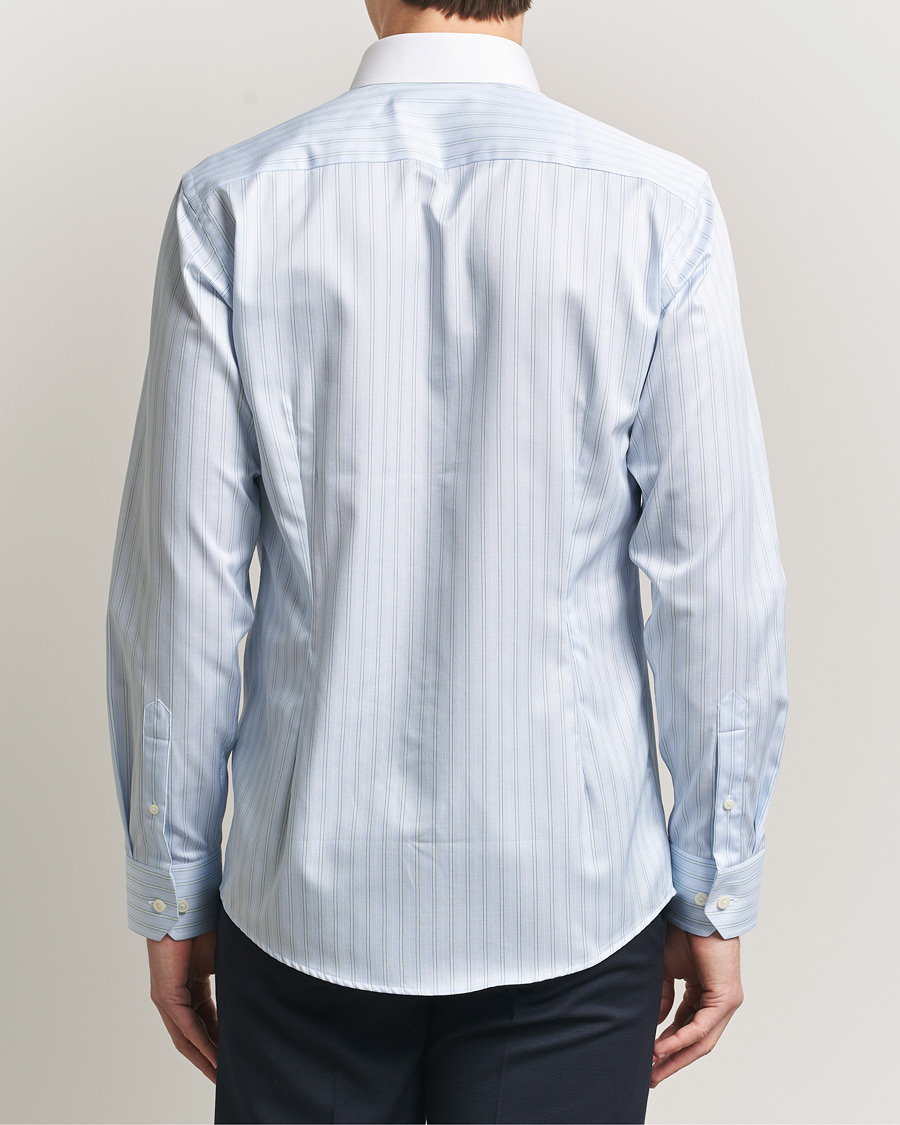 Men | Shirts | Eton | Slim Fit Signature Twill Striped Shirt Light Blue