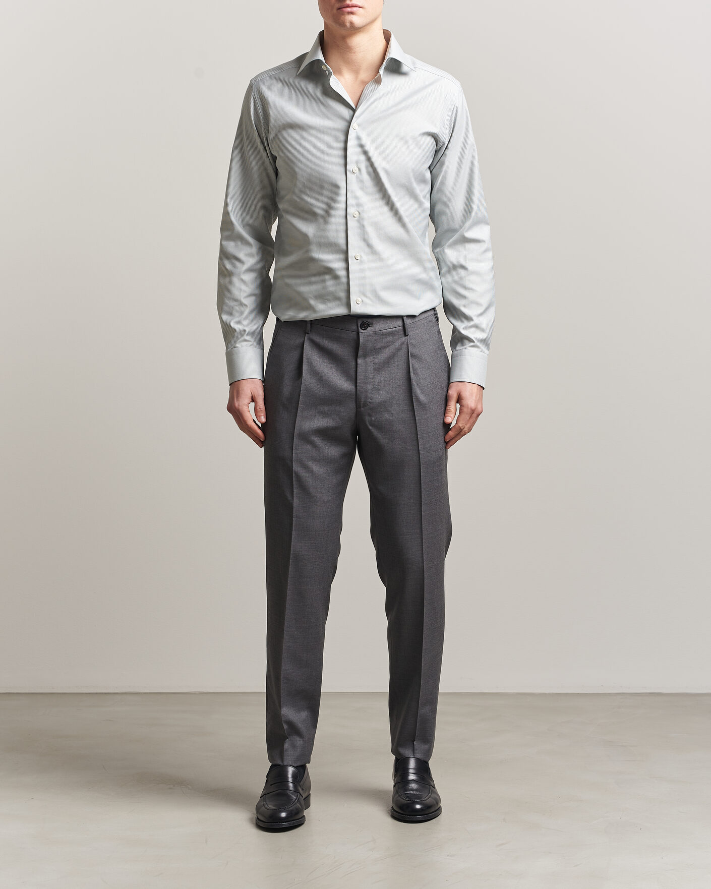 Men | Shirts | Eton | Slim Fit Signature Twill Houndstooth Shirt Light Green