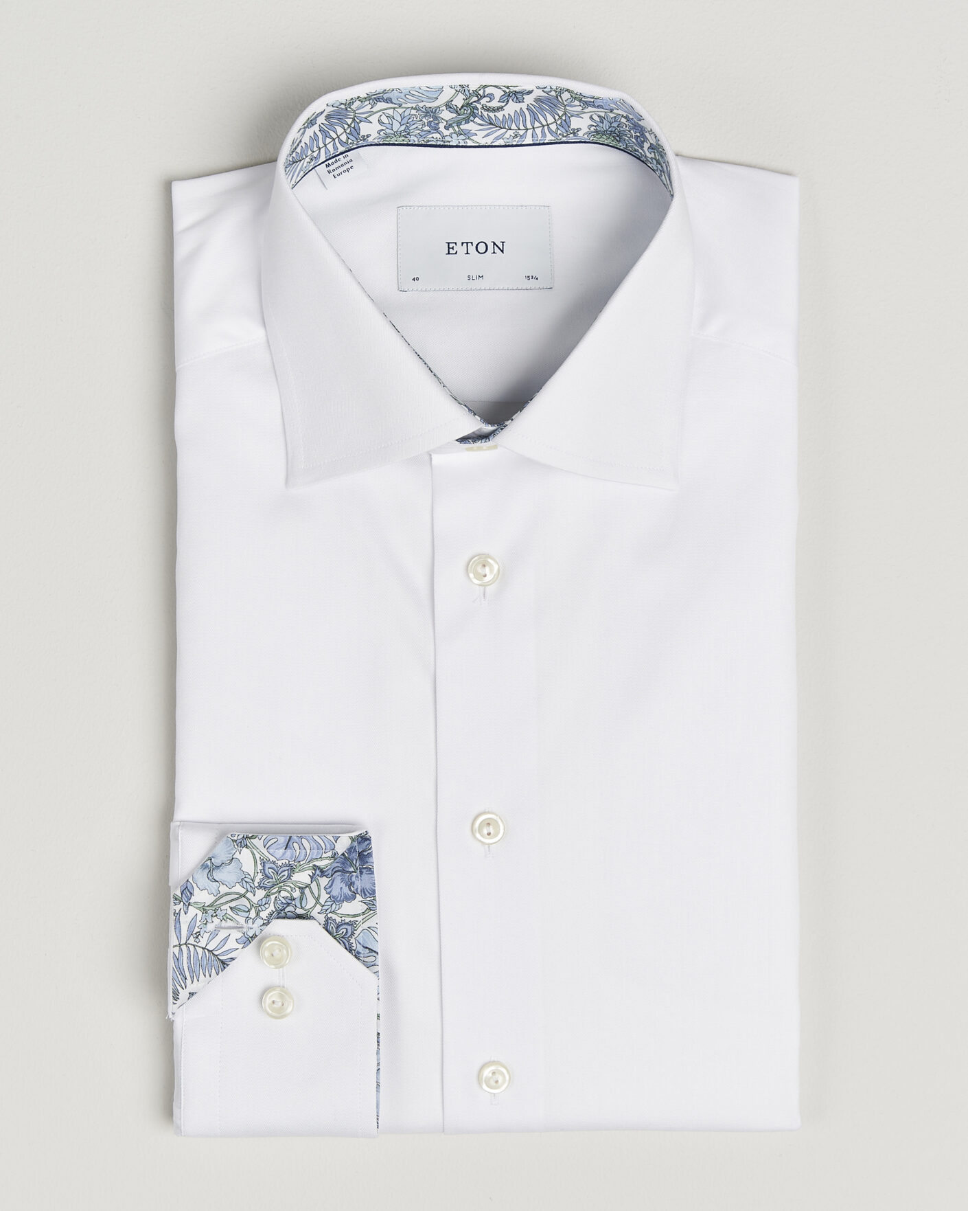 Men | Shirts | Eton | Slim Fit Signature Twill Contrast Shirt White