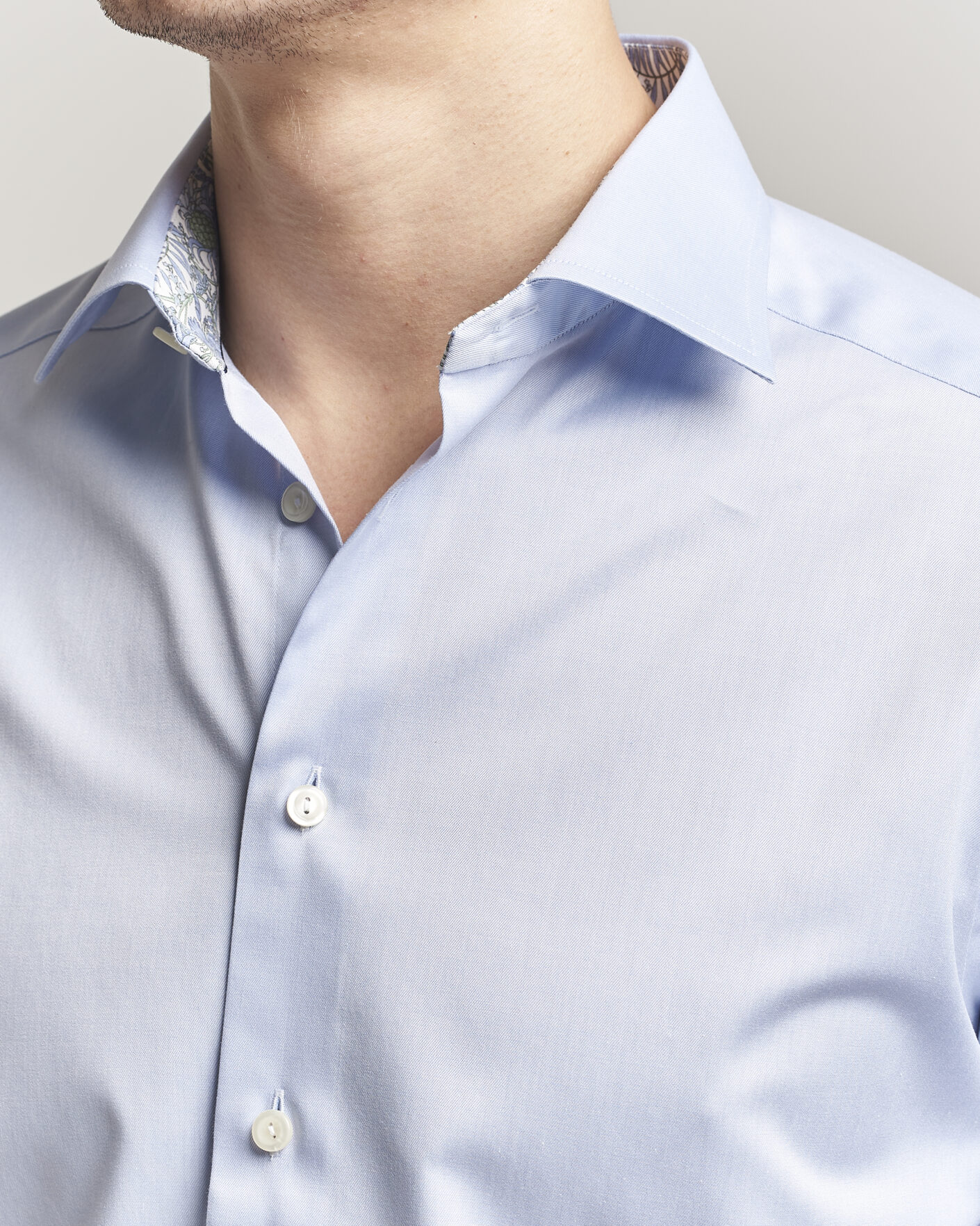 Men | Shirts | Eton | Slim Fit Signature Twill Contrast Shirt Light Blue