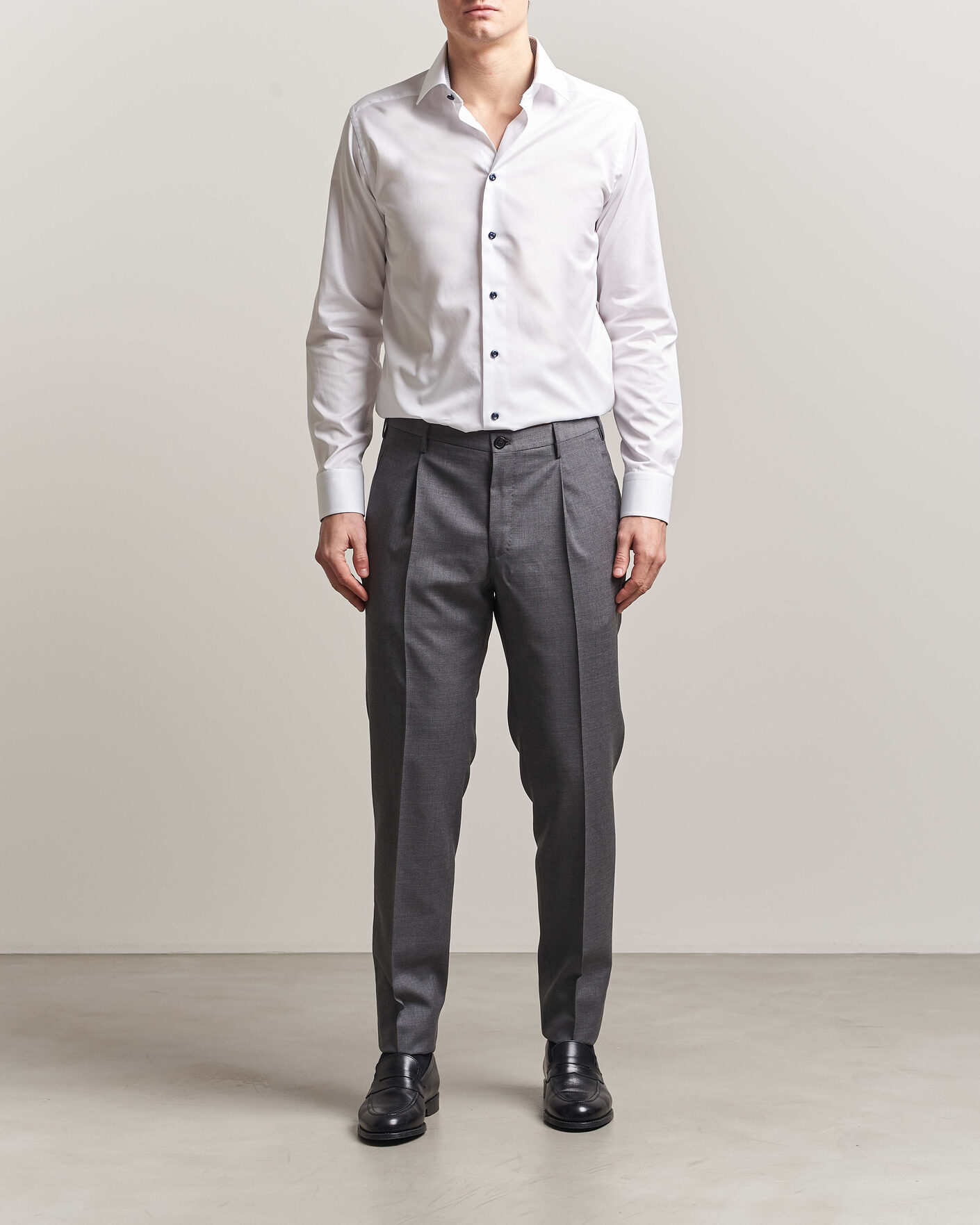 Men | Shirts | Eton | Slim Fit Signature Twill Contrast Shirt White