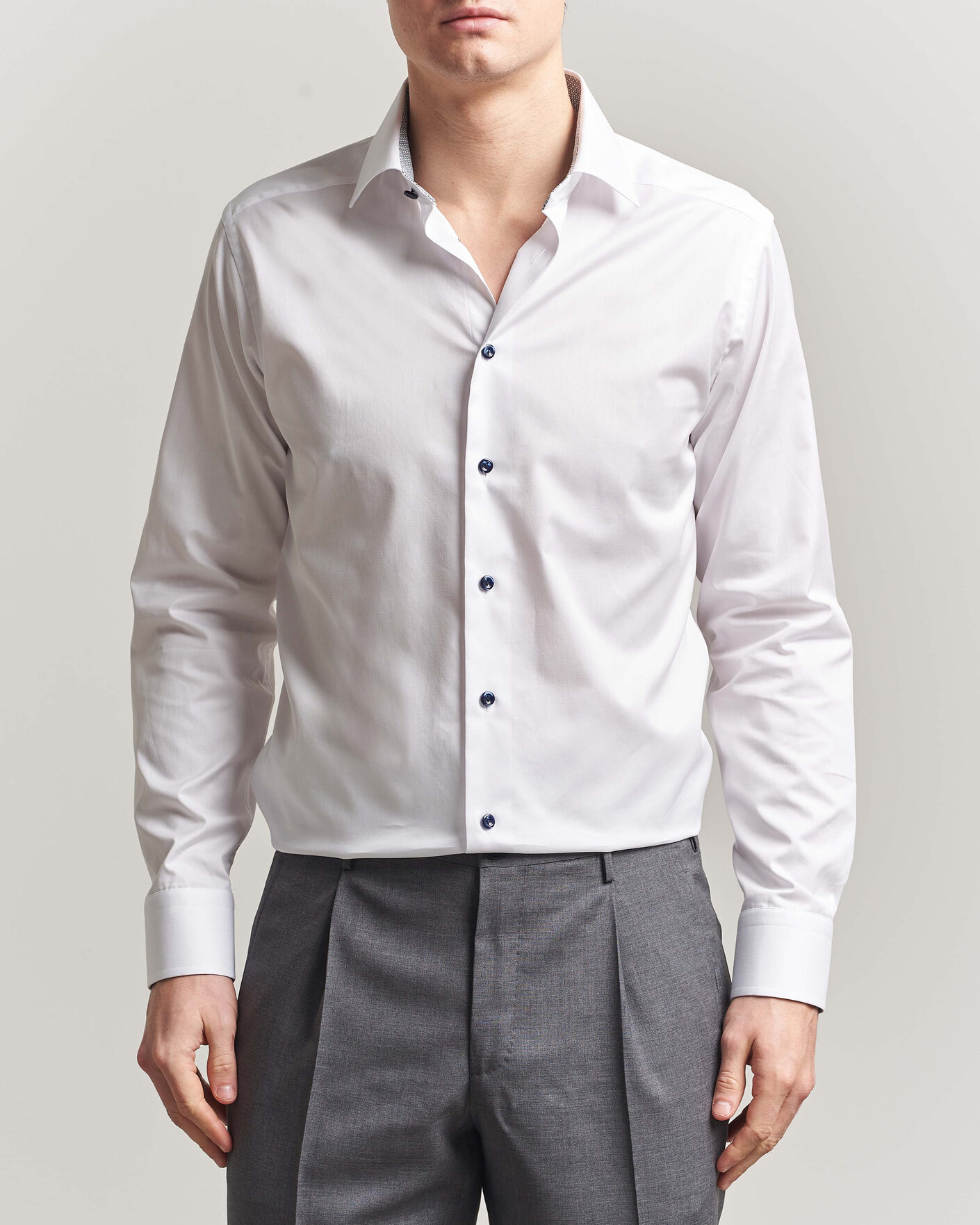 Men | Shirts | Eton | Slim Fit Signature Twill Contrast Shirt White