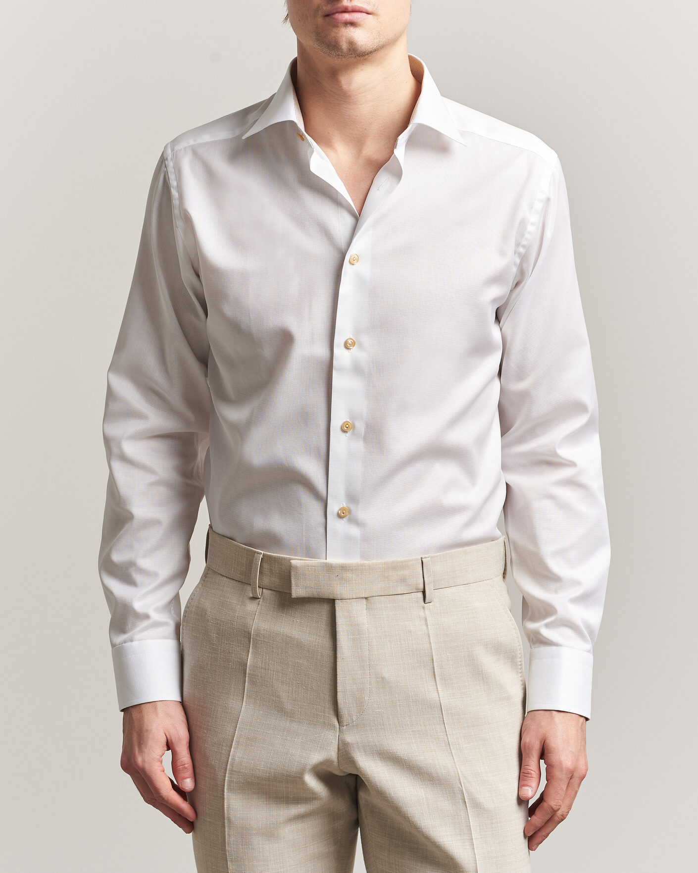 Men | Shirts | Eton | Slim Fit Signature Twill Contrast Shirt White