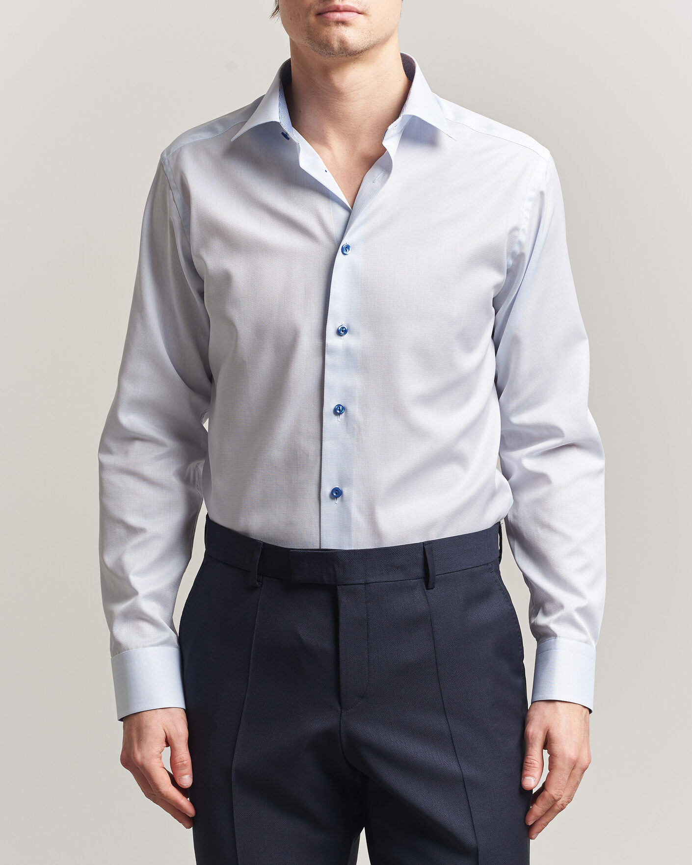 Men | Shirts | Eton | Slim Fit Signature Twill Contrast Shirt Light Blue