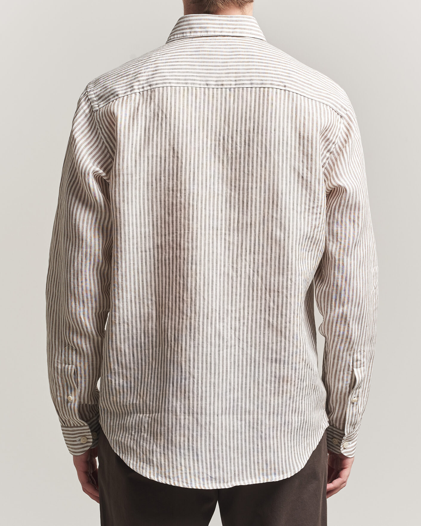 Men | Shirts | Eton | Casual Fit Striped Linen Shirt Beige